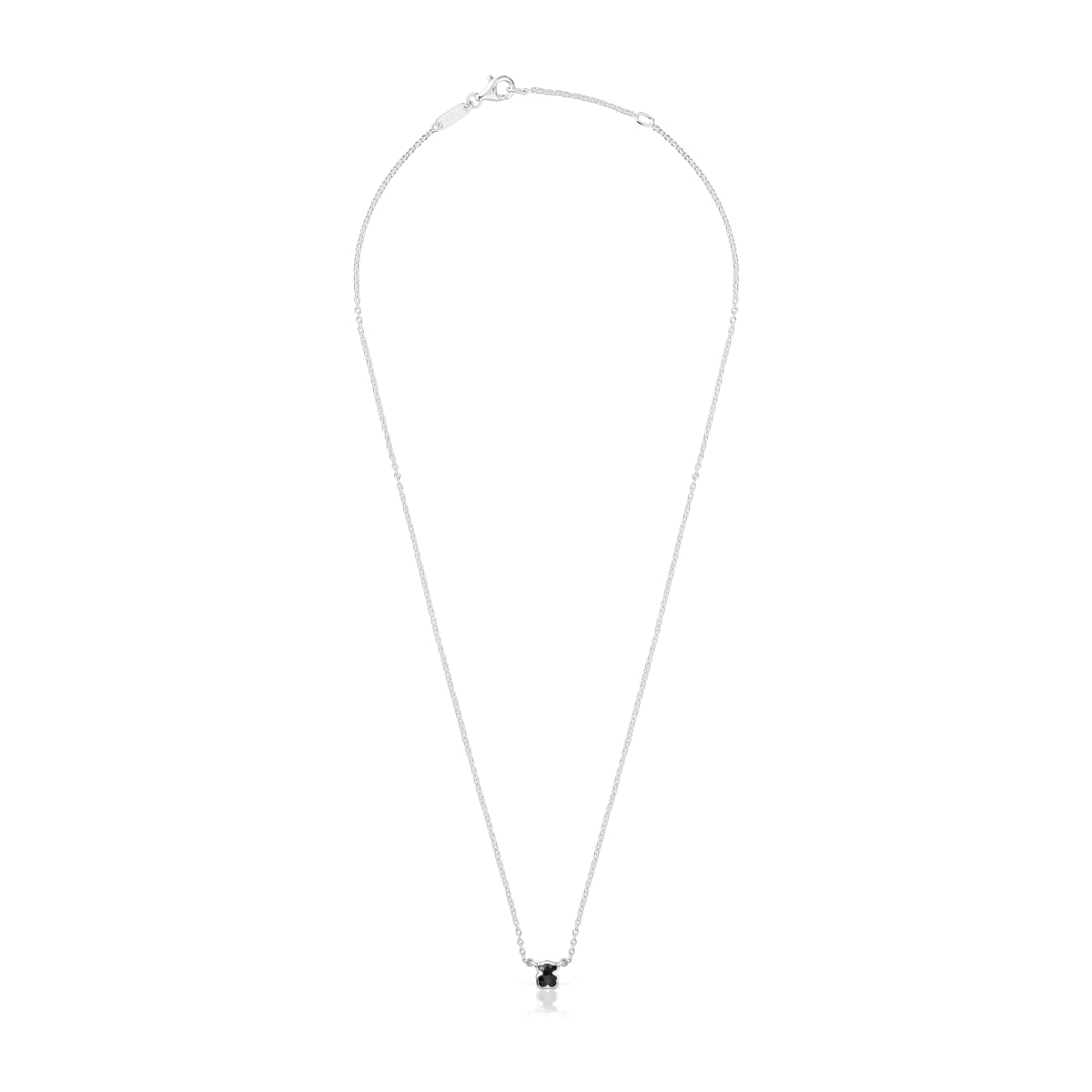Short silver Necklace with small bear motif in onyx TOUS Icon Color