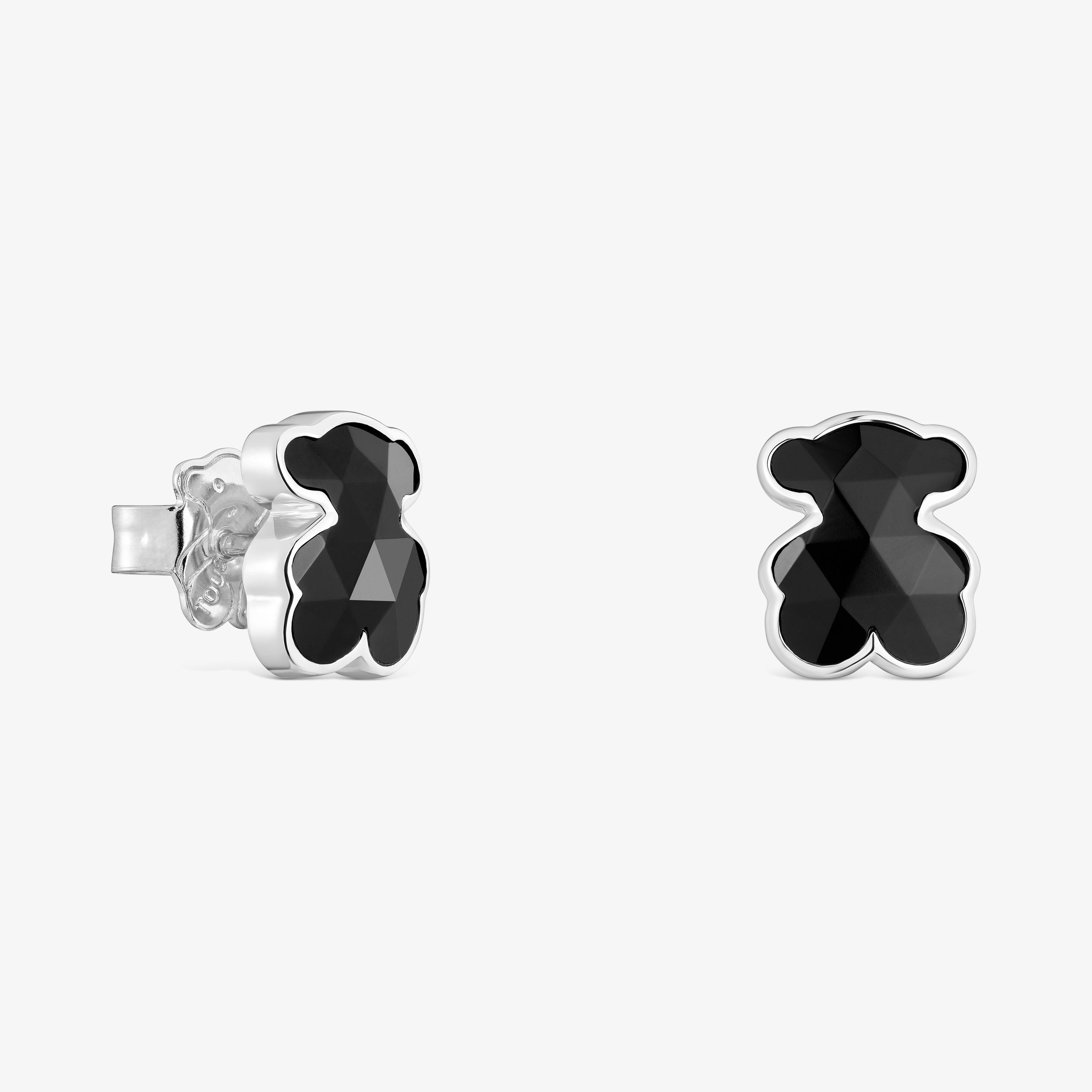 mm silver and onyx bear Earrings TOUS Icon Color