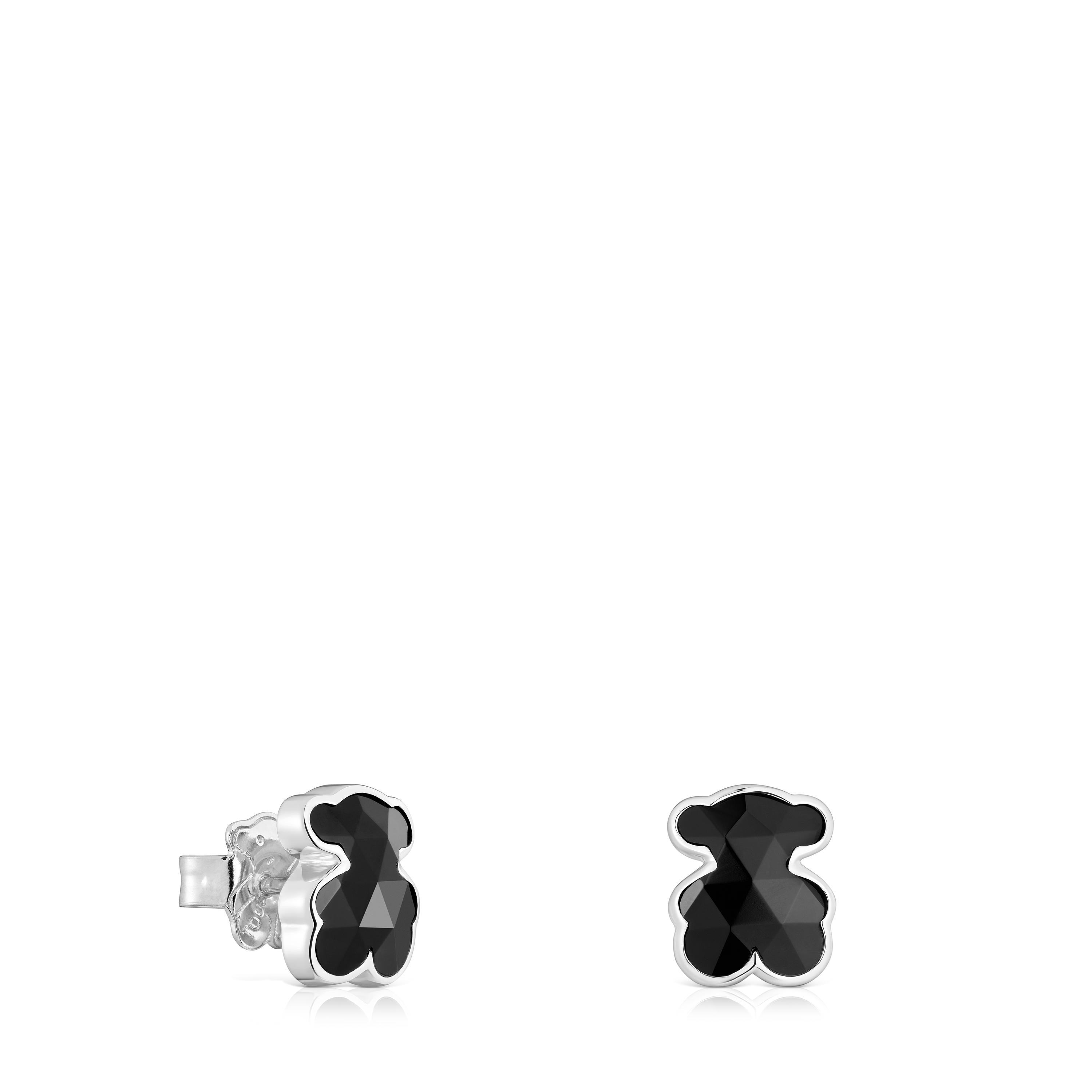 Pendientes oso de plata y ónix 10 mm Icon Color Pendientes oso de plata y ónix 10 mm Icon Color