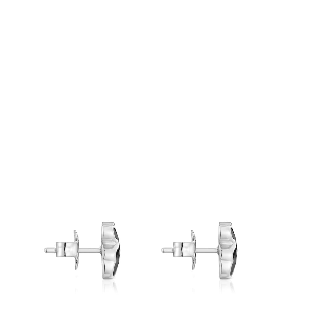 10 mm silver and onyx bear Earrings TOUS Icon Color image number 1