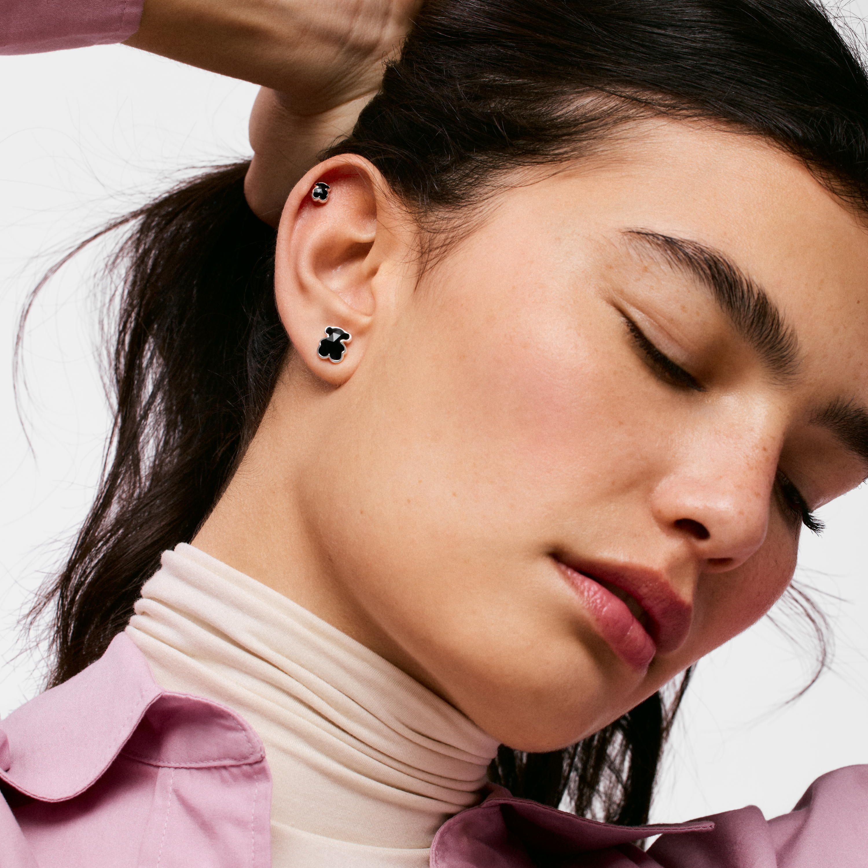 mm silver and onyx bear Earrings TOUS Icon Color