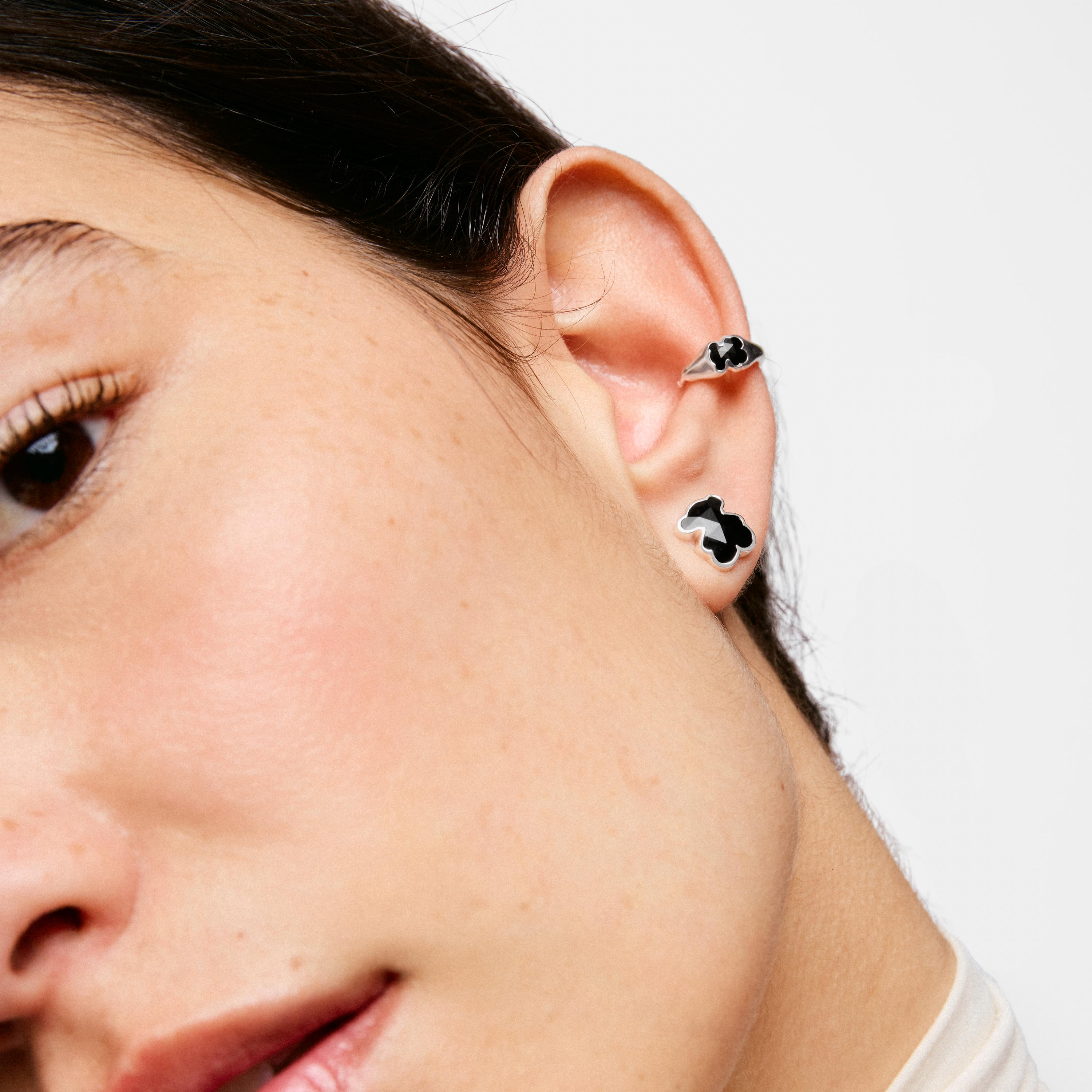 mm silver and onyx bear Earrings TOUS Icon Color