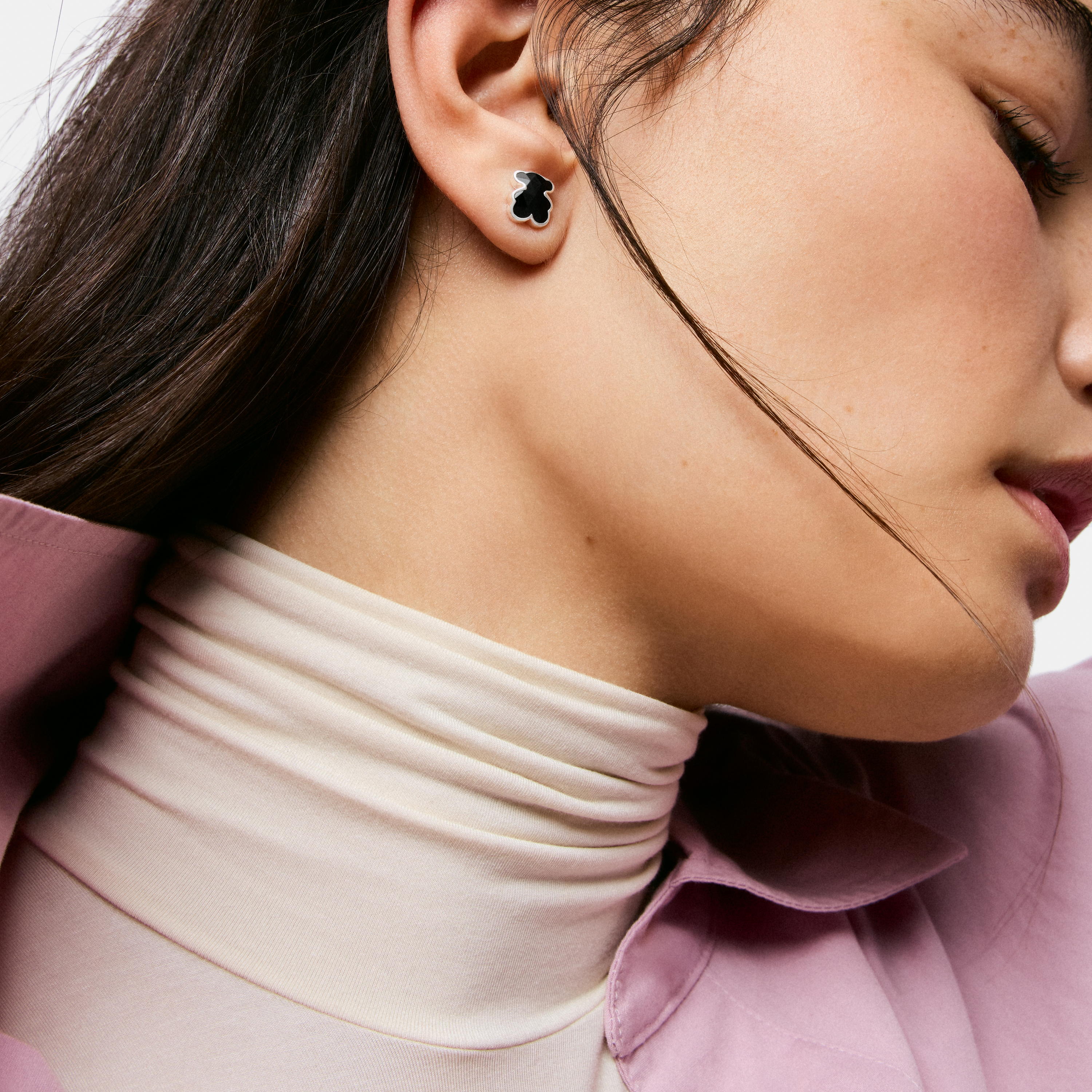 mm silver and onyx bear Earrings TOUS Icon Color