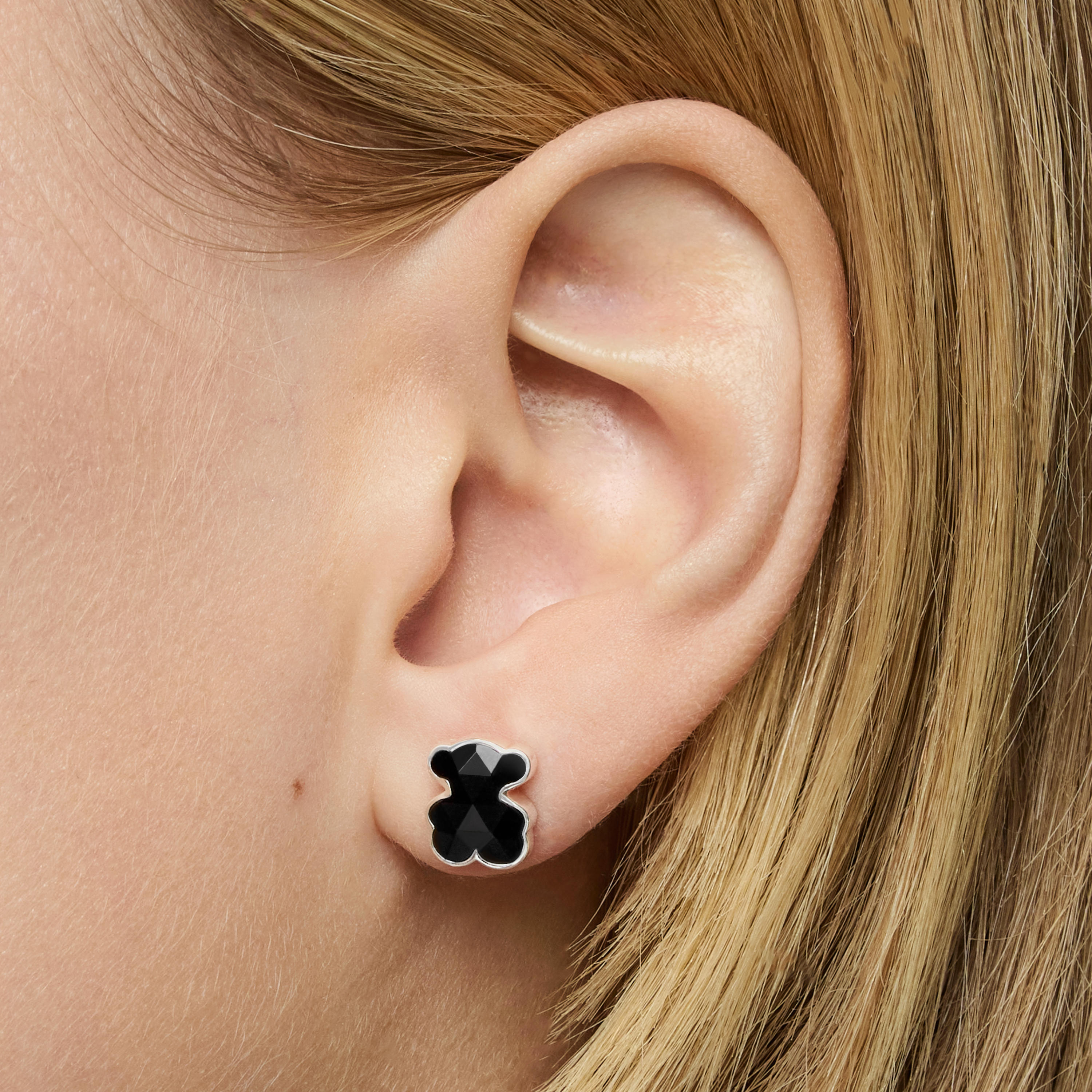 Pendientes oso de plata y ónix 10 mm Icon Color Pendientes oso de plata y ónix 10 mm Icon Color