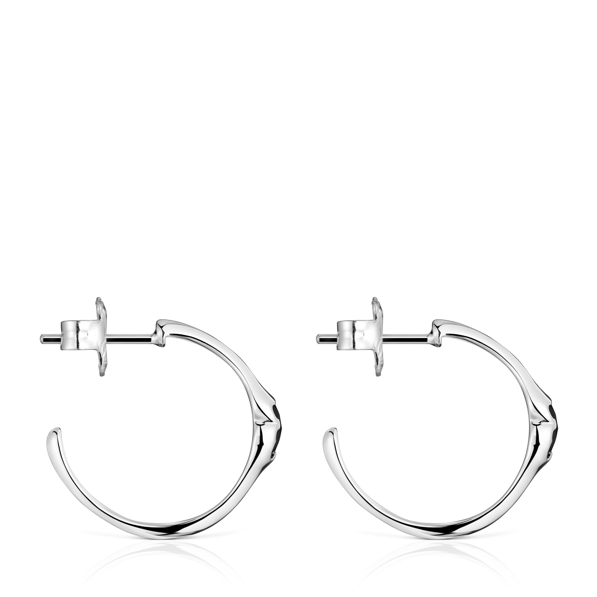16,5 mm silver Hoop earrings with onyx bear motif TOUS Icon Color
