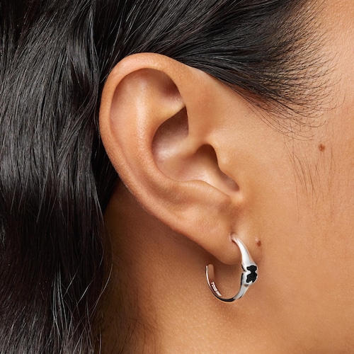 Pendientes de aro de plata y motivo oso en ónix 16,5 mm Icon Color