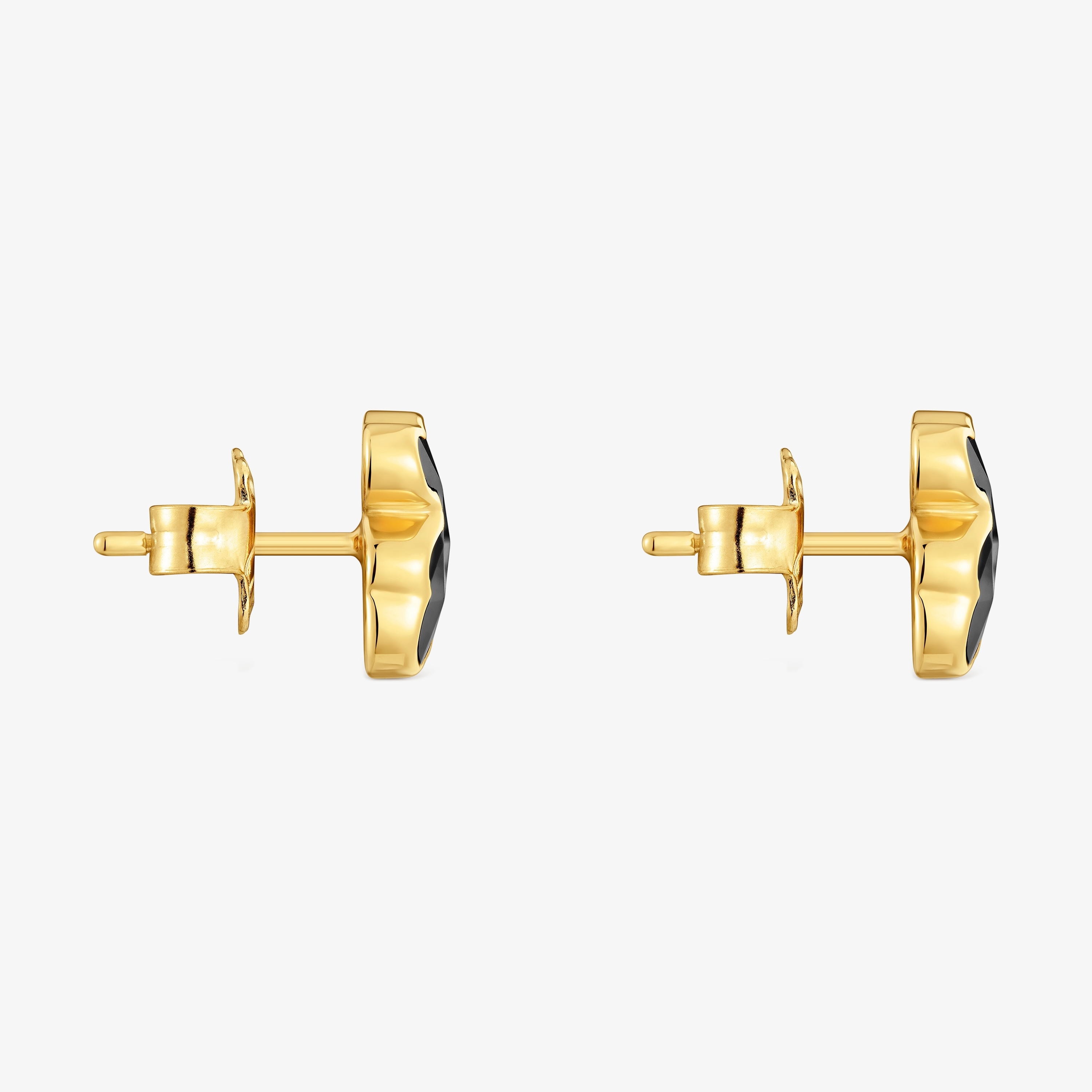 10 mm 18K gold vermeil and onyx bear Earrings TOUS Icon Color