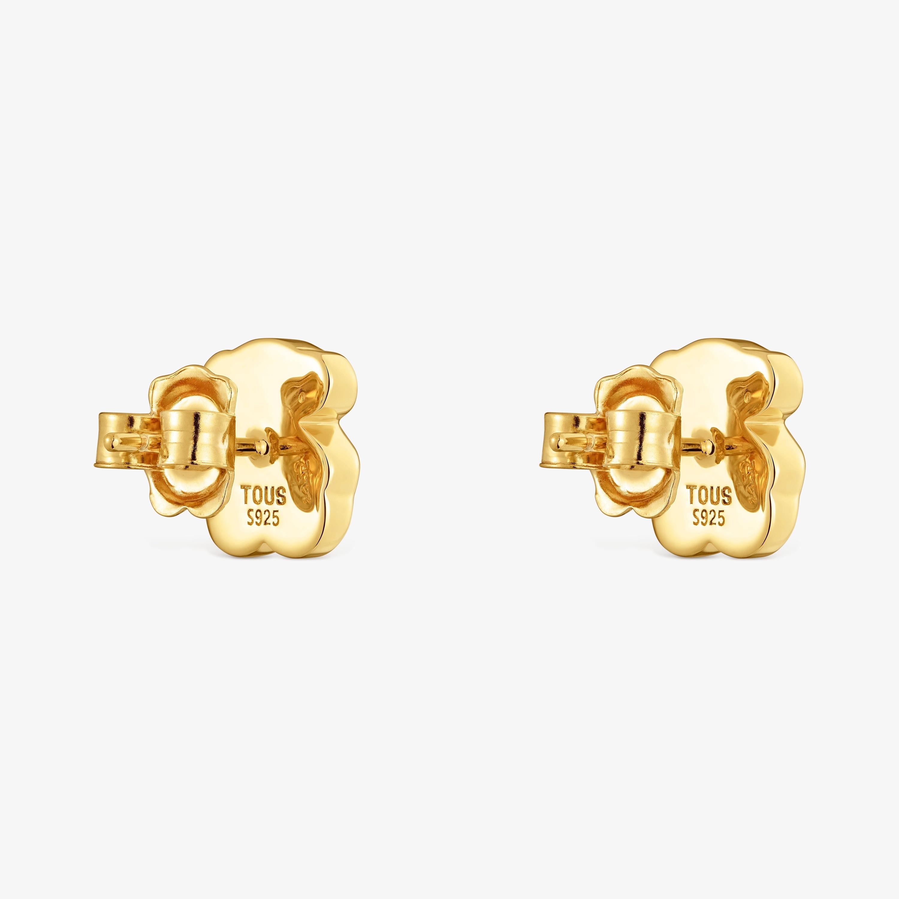 10 mm 18K gold vermeil and onyx bear Earrings TOUS Icon Color