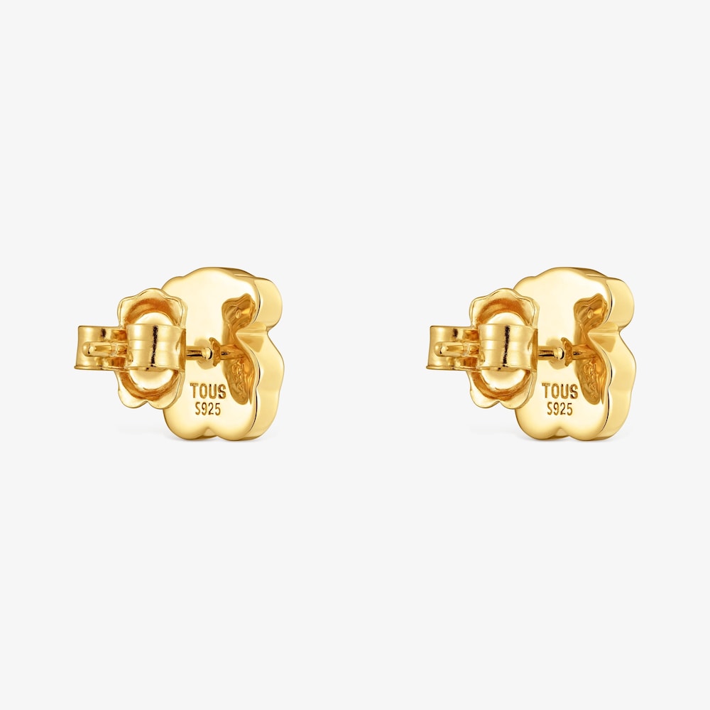 10 mm 18K gold vermeil and onyx bear Earrings TOUS Icon Color