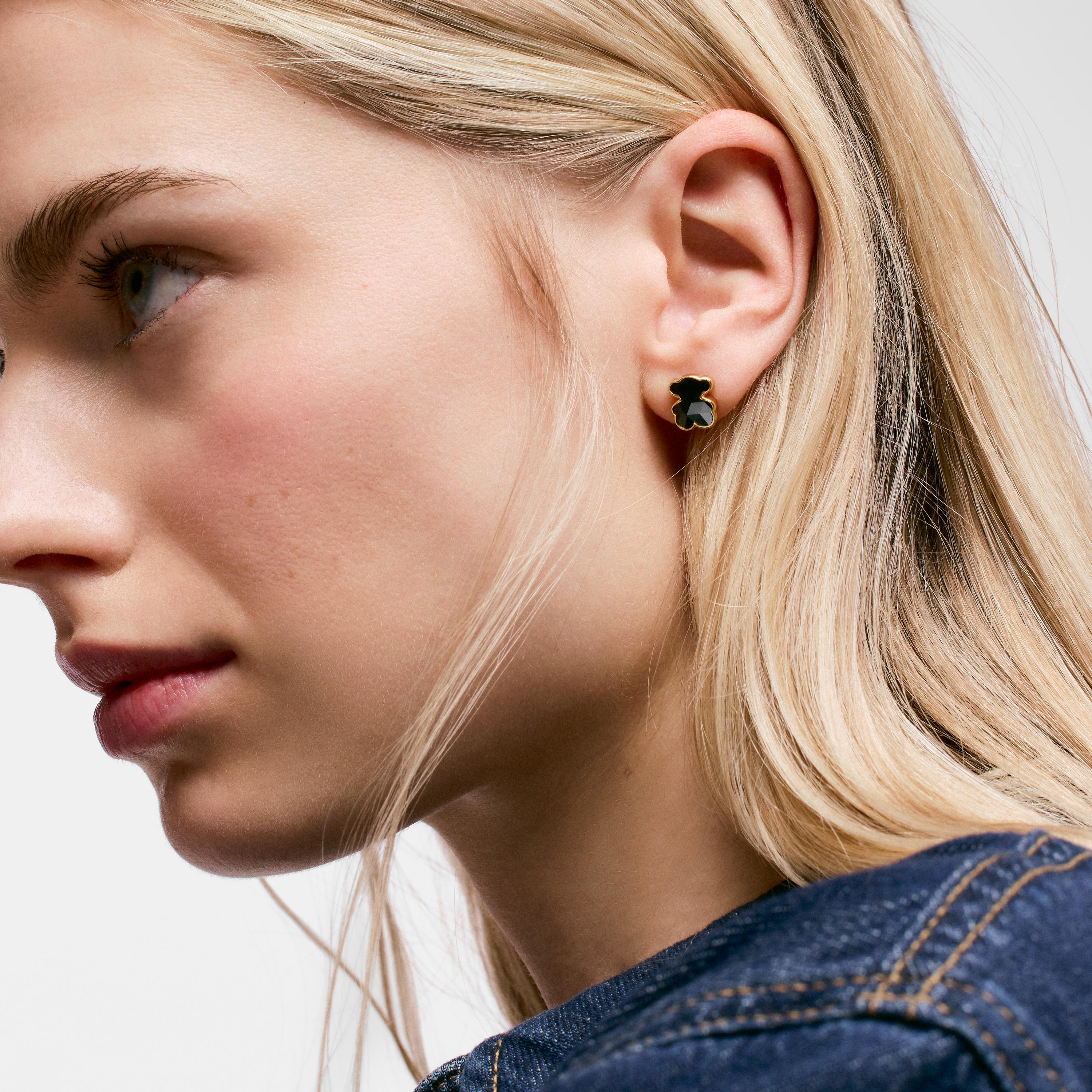 10 mm 18K gold vermeil and onyx bear Earrings TOUS Icon Color