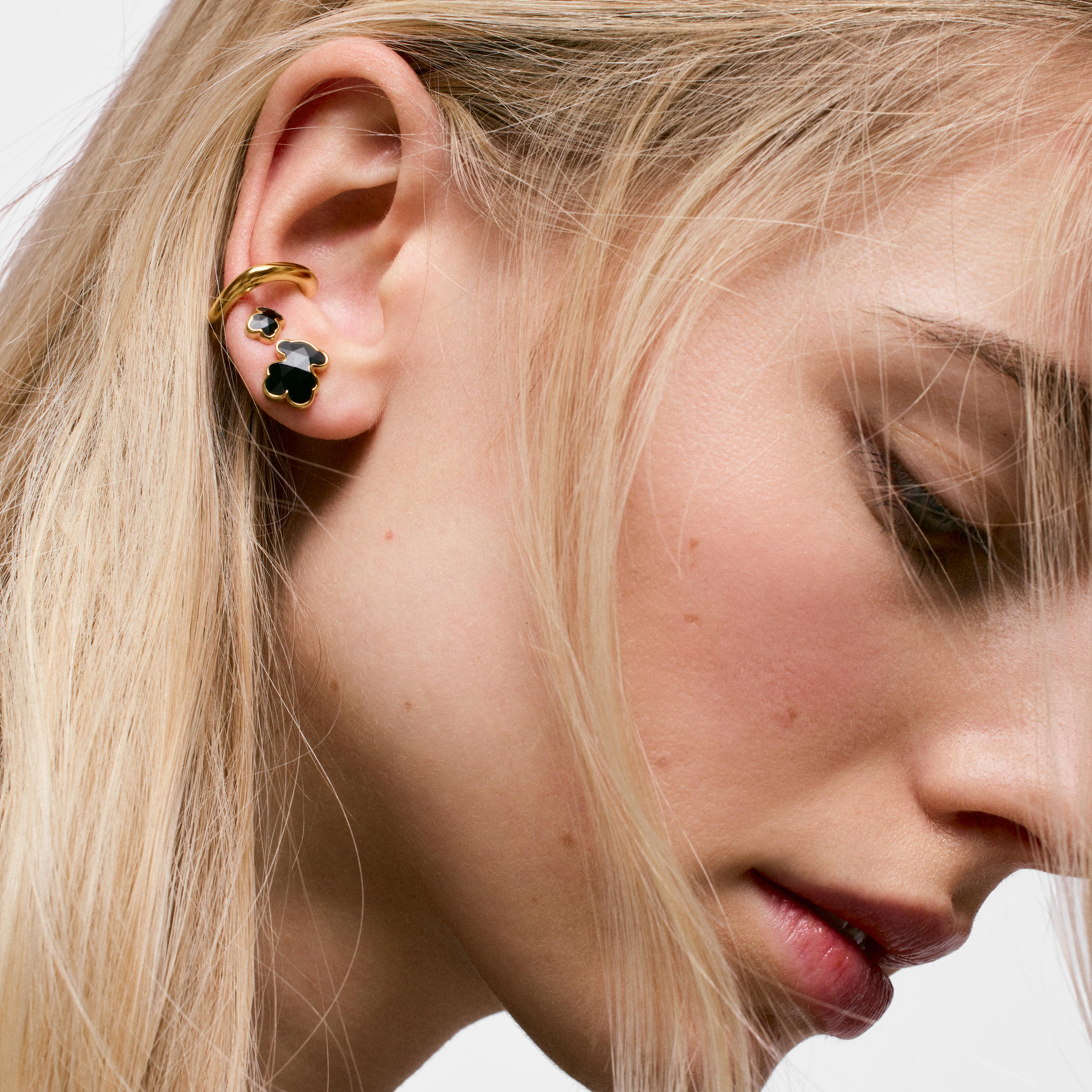 10 mm 18K gold vermeil and onyx bear Earrings TOUS Icon Color