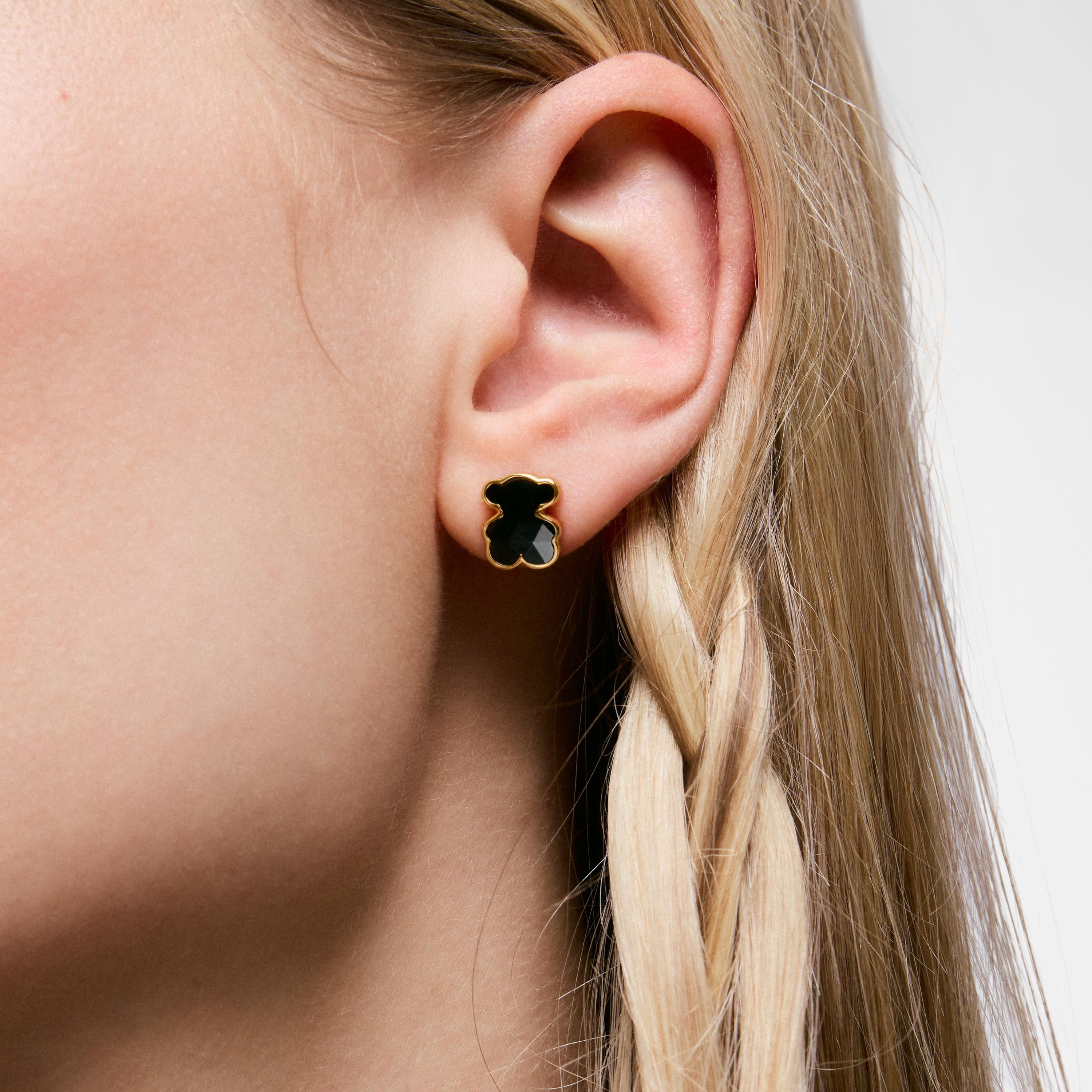 10 mm 18K gold vermeil and onyx bear Earrings TOUS Icon Color