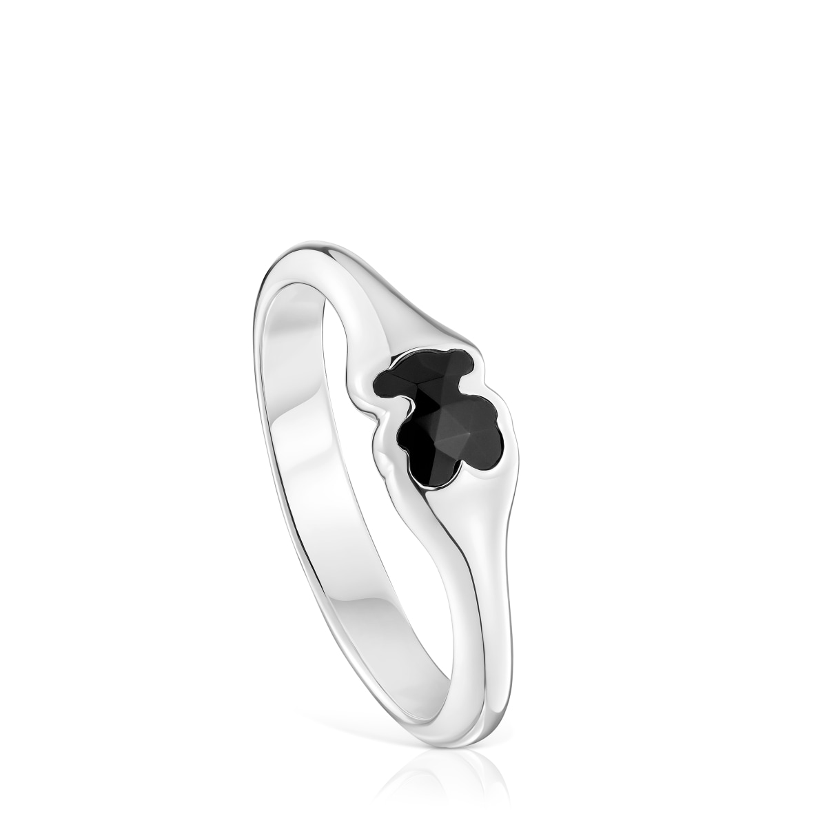 Tous - Anillo Pequeño De Plata Y Motivo Oso En Ónix Icon Color Talla 20