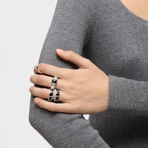 Anillo mediano de plata y osos en ónix Icon Color