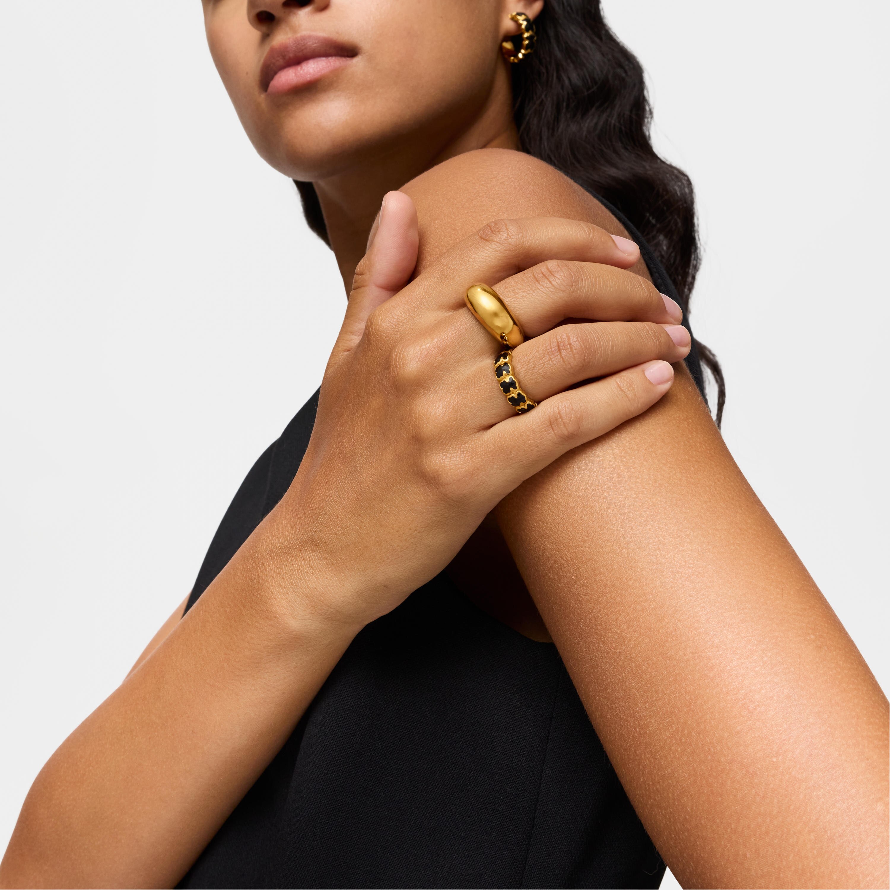 Medium 18K gold vermeil Ring with onyx bears TOUS Icon Color