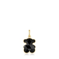 Small 18kt gold plating over silver bear Pendant with onyx bear motif TOUS Icon Color