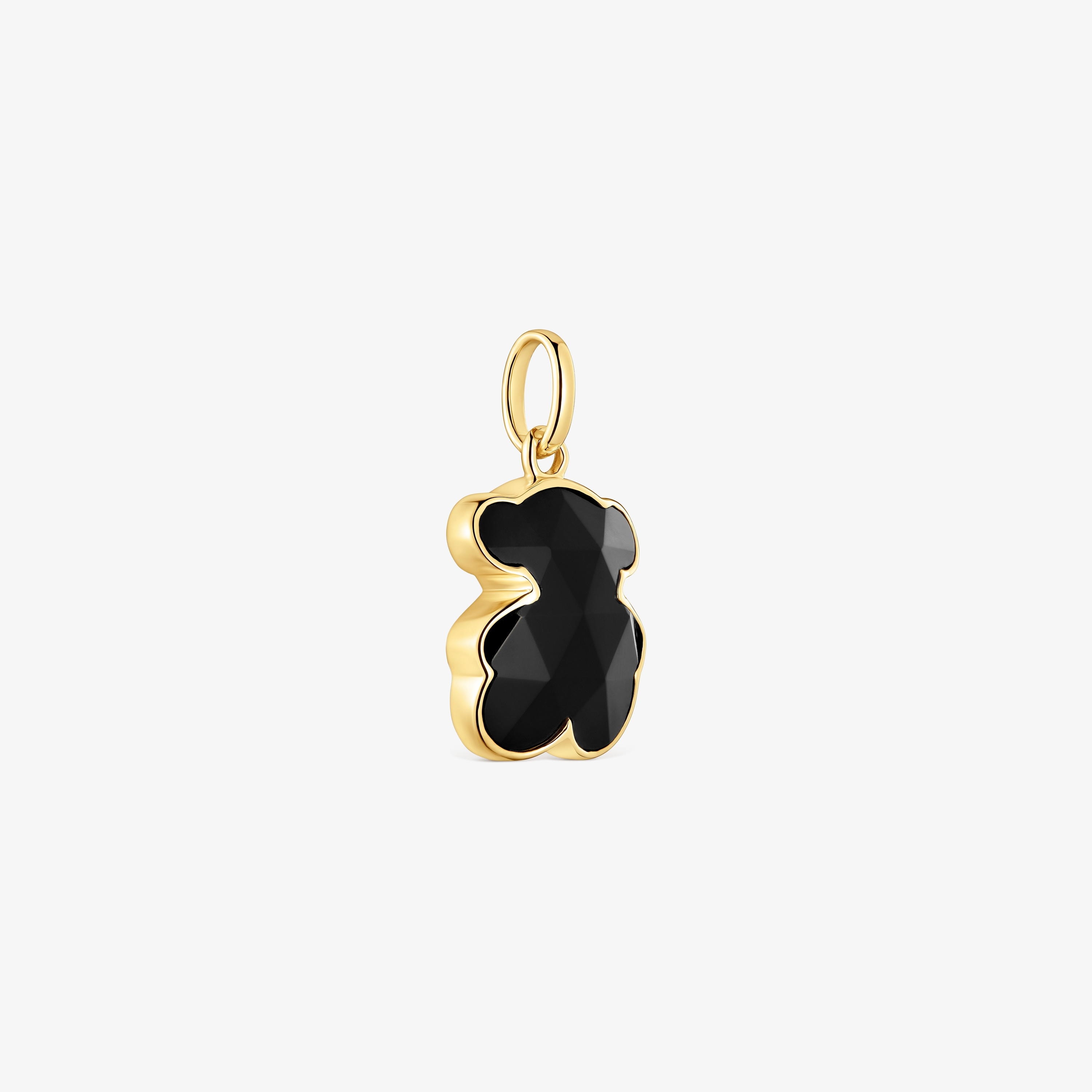 18K gold vermeil bear Pendant with onyx bear motif TOUS Icon Color