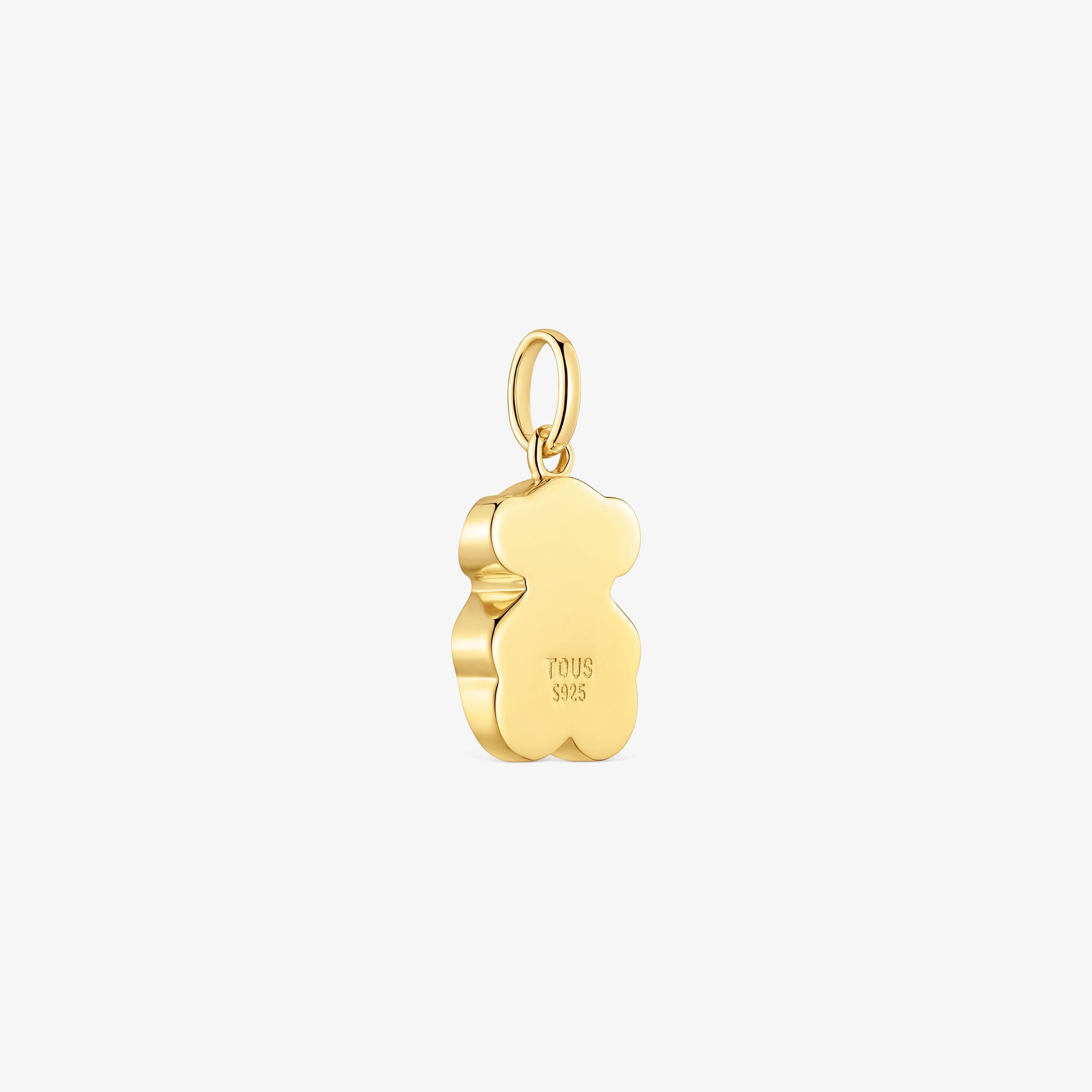 18K gold vermeil bear Pendant with onyx bear motif TOUS Icon Color