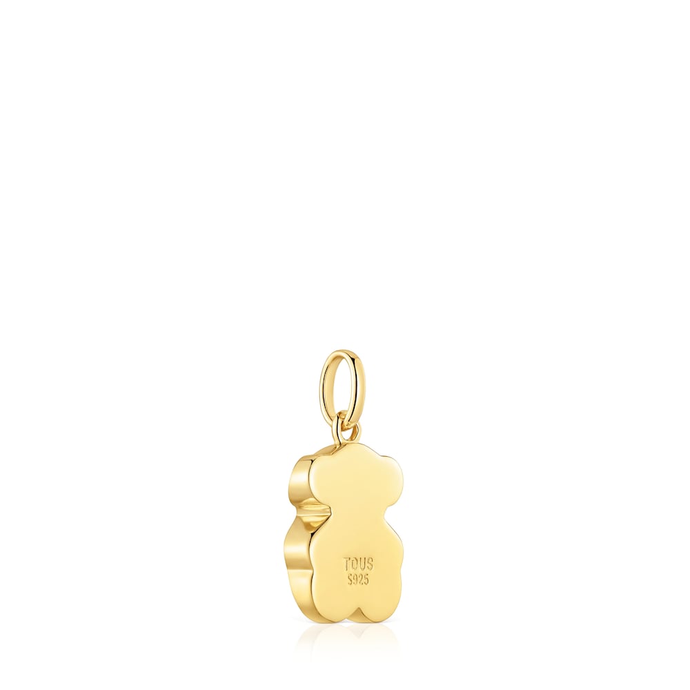 Colgante pequeño con baño de oro 18 kt sobre plata y motivo oso en ónix Icon Color image number 2