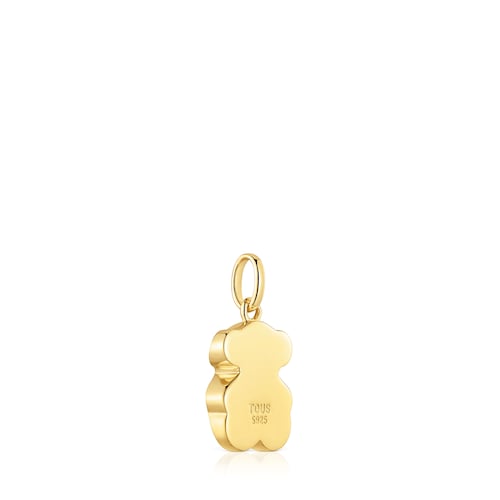 Colgante pequeño con baño de oro 18 kt sobre plata y motivo oso en ónix Icon Color