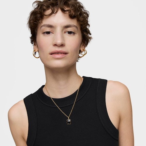 Colgante pequeño con baño de oro 18 kt sobre plata y motivo oso en ónix Icon Color