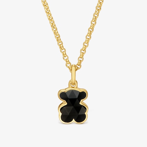 Short 18K gold vermeil Necklace with onyx bear motifs TOUS Icon Color