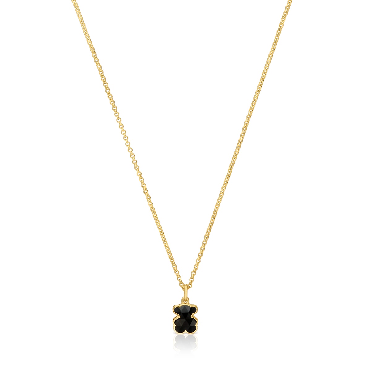Tous - Collar Corto Con Baño De Oro 18 Kt Sobre Plata Y Motivo Oso En Ónix Icon Color - Negro