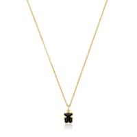 Short 18kt gold plating over silver Necklace with onyx bear motifs TOUS Icon Color