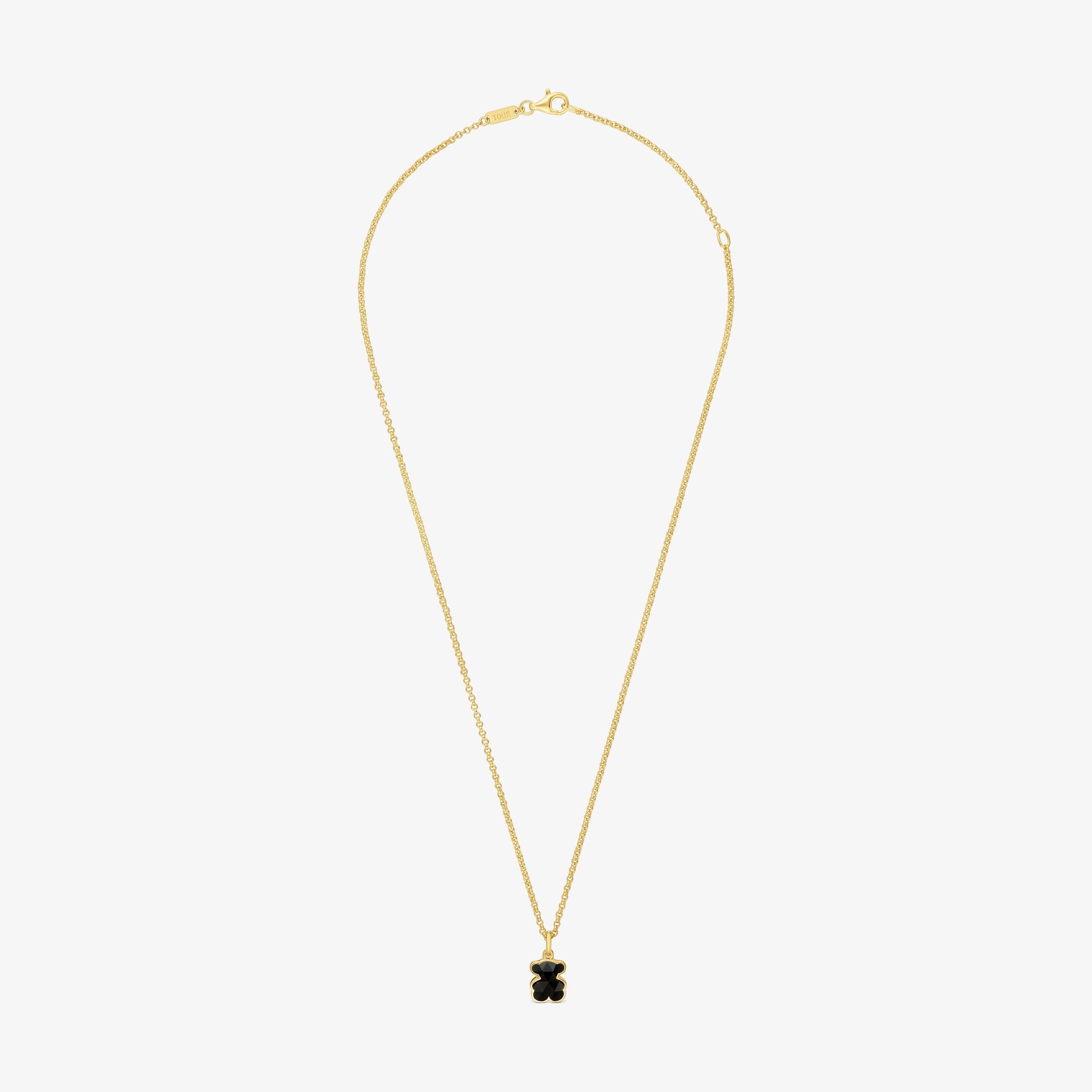 Short 18K gold vermeil Necklace with onyx bear motifs TOUS Icon Color