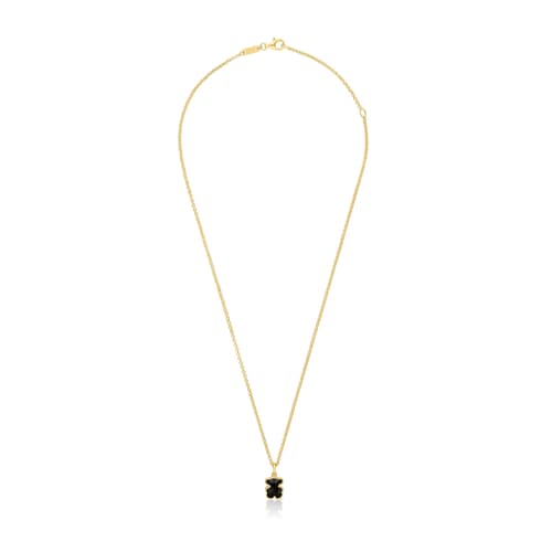 Short 18kt gold plating over silver Necklace with onyx bear motifs TOUS Icon Color