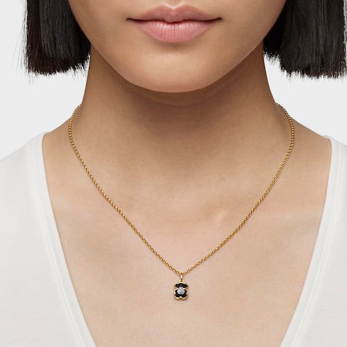 Short 18kt gold plating over silver Necklace with onyx bear motifs TOUS Icon Color