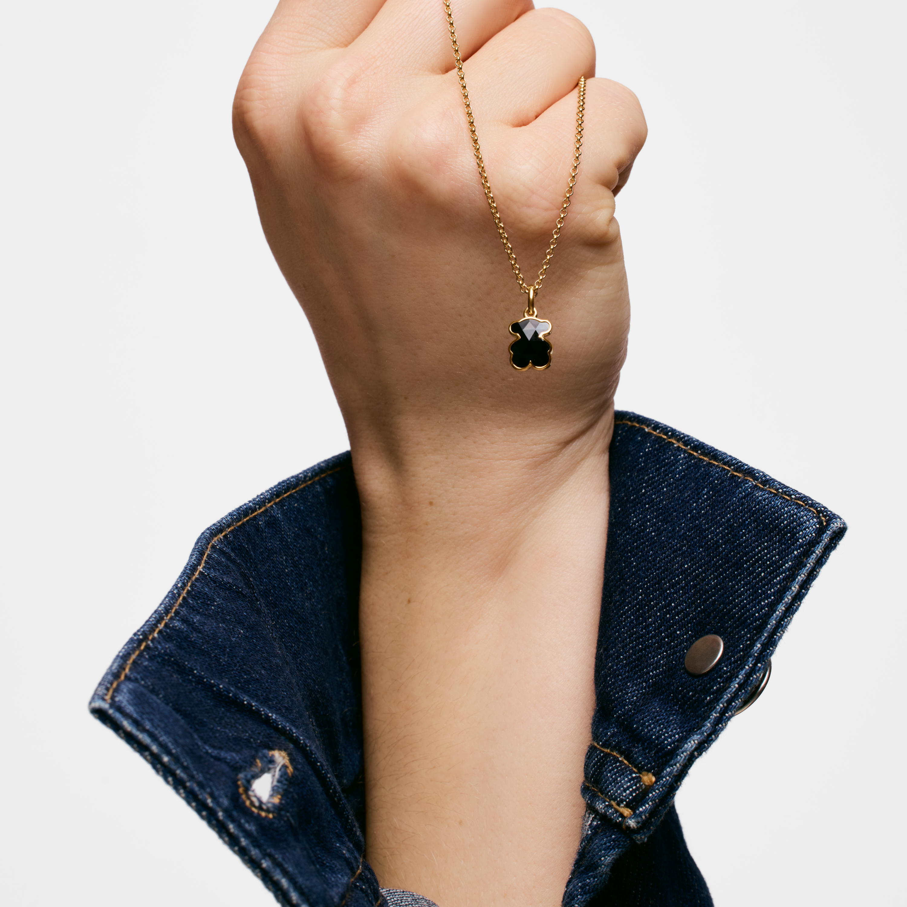 Short 18K gold vermeil Necklace with onyx bear motifs TOUS Icon Color