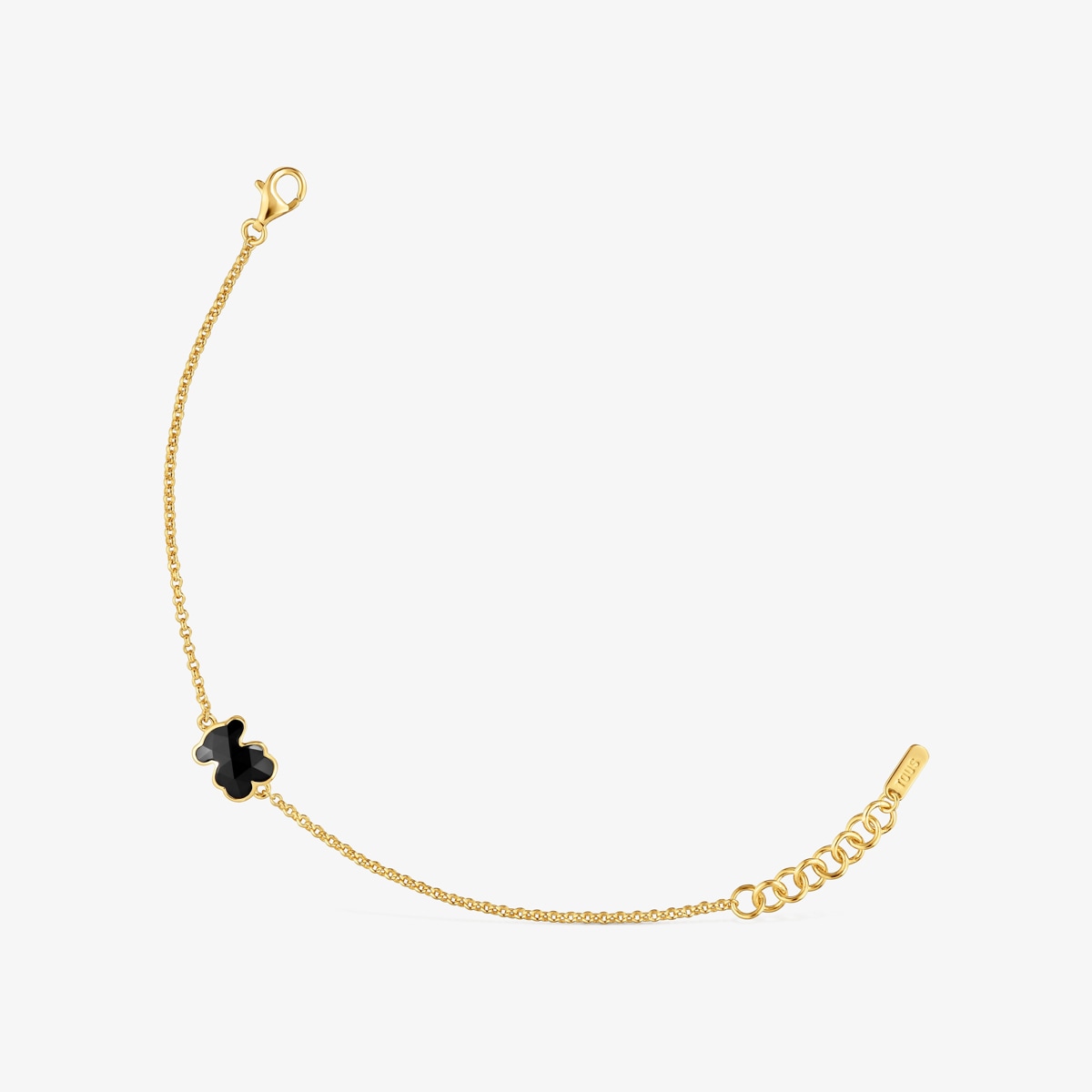 Tous - Pulsera Cadena Con Baño De Oro 18 Kt Sobre Plata Y Motivo Oso En Ónix Icon Color - Negro
