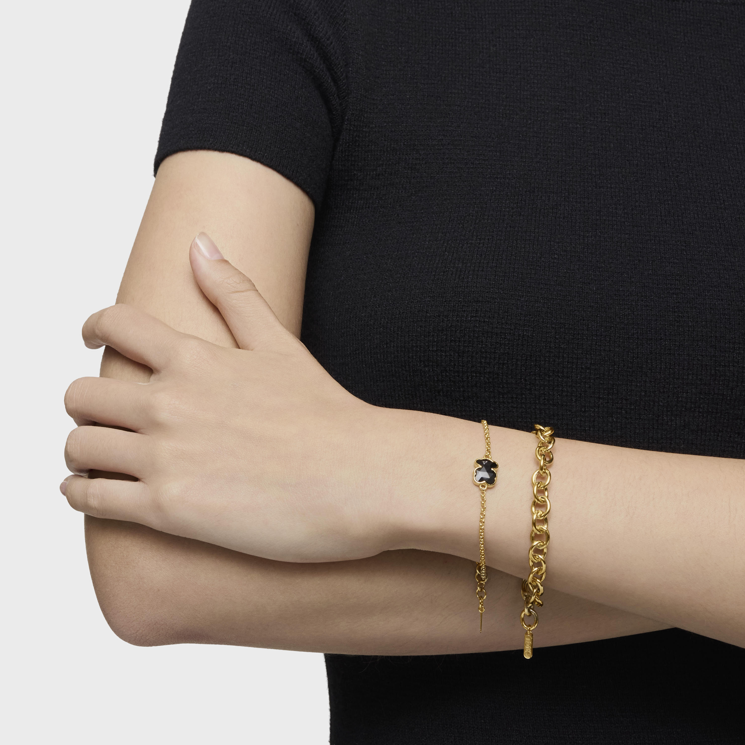 18kt gold plating over silver chain Bracelet with bear motif TOUS Icon Color