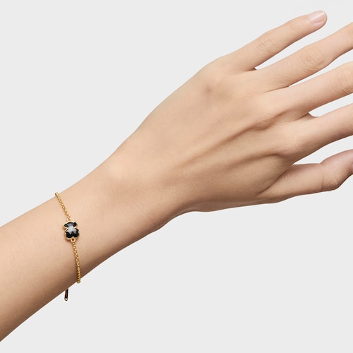 Pulsera cadena con baño de oro 18 kt sobre plata y motivo oso en ónix Icon Color