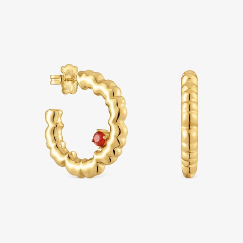 Aretes flor de aro con ba&ntilde;o de oro 18 kt sobre plata Cachito M&iacute;o