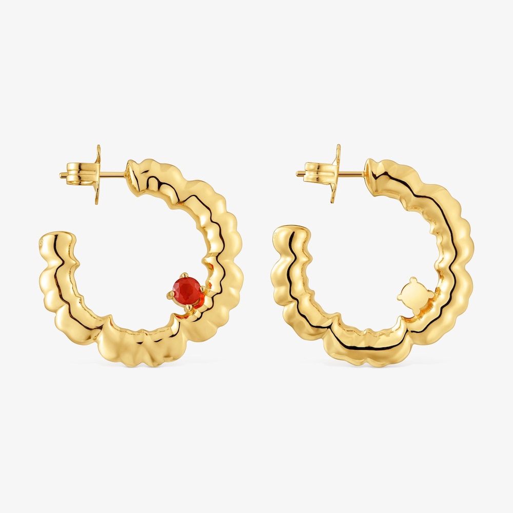 Aretes flor de aro con ba&ntilde;o de oro 18 kt sobre plata Cachito M&iacute;o