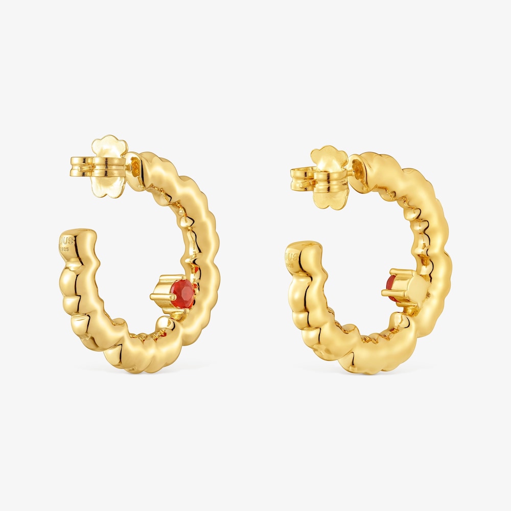 Aretes flor de aro con ba&ntilde;o de oro 18 kt sobre plata Cachito M&iacute;o