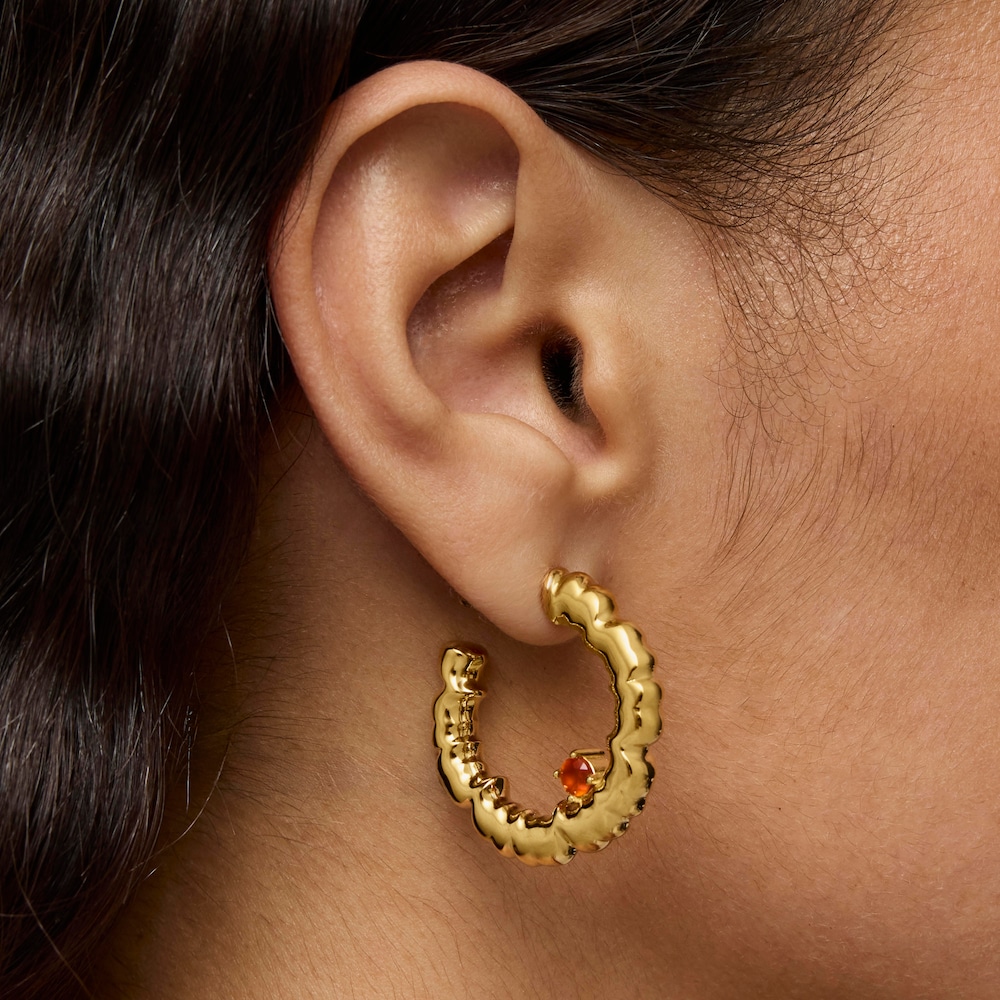 Aretes flor de aro con ba&ntilde;o de oro 18 kt sobre plata Cachito M&iacute;o