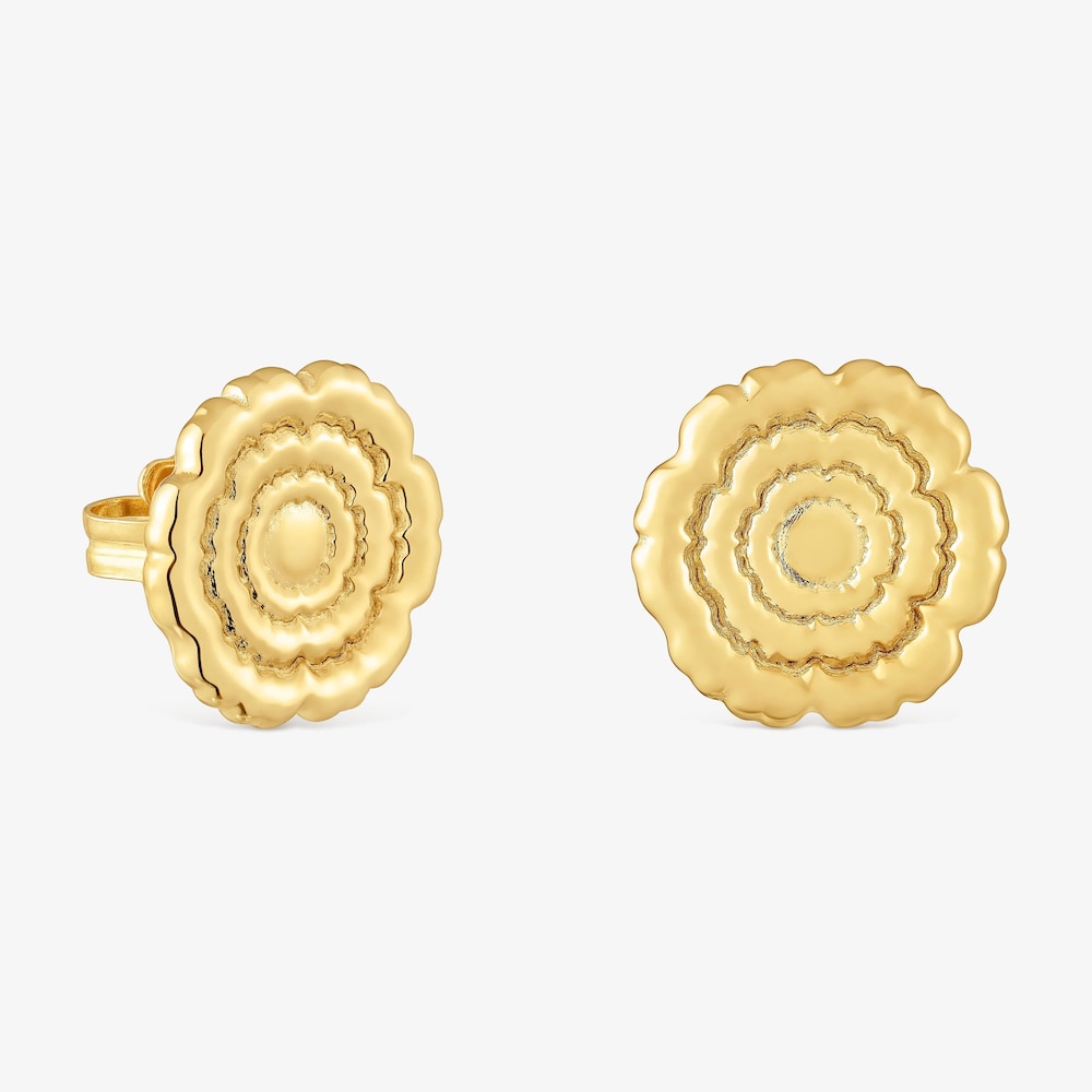 Aretes flor con ba&ntilde;o de oro 18 kt sobre plata Cachito M&iacute;o