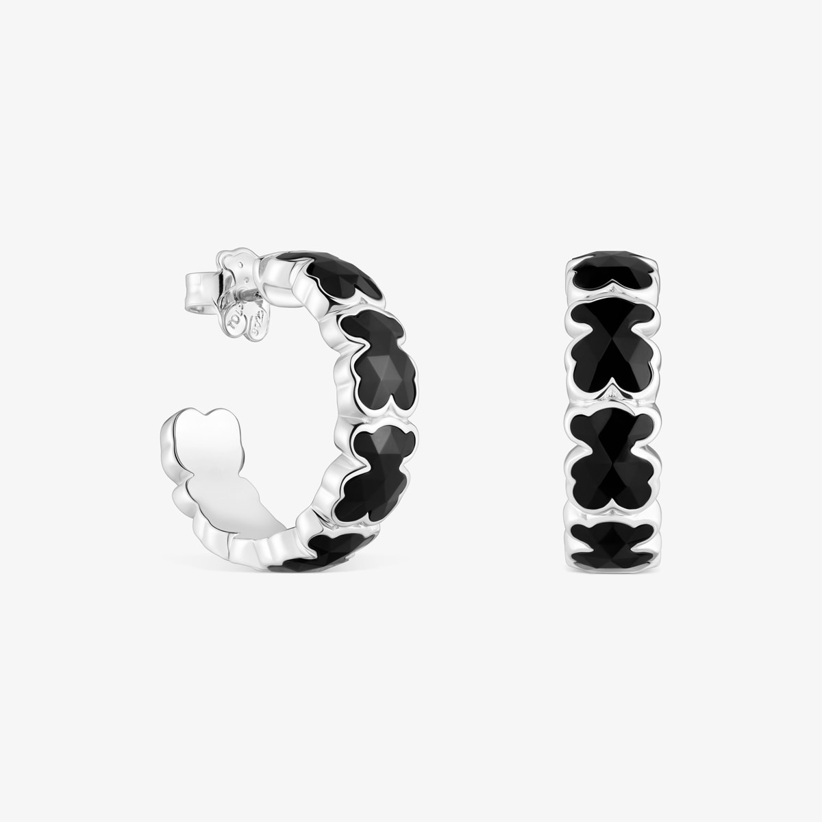 Tous - Pendientes De Aro De Plata Y Osos En Ónix Icon Color - Negro