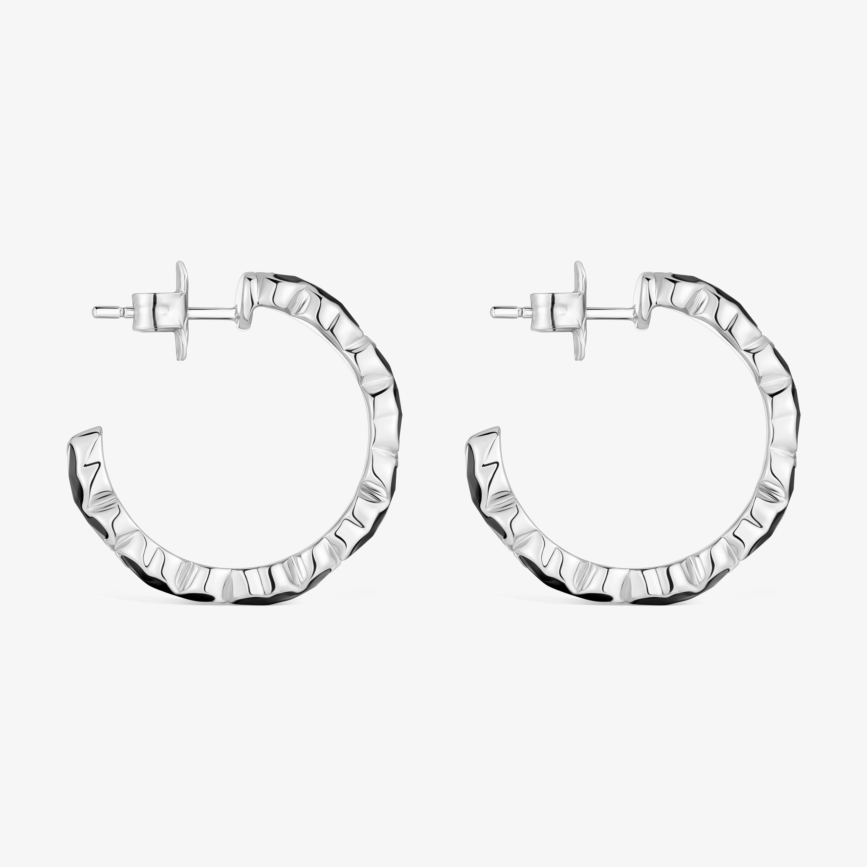 Silver Hoop earrings with onyx bears TOUS Icon Color