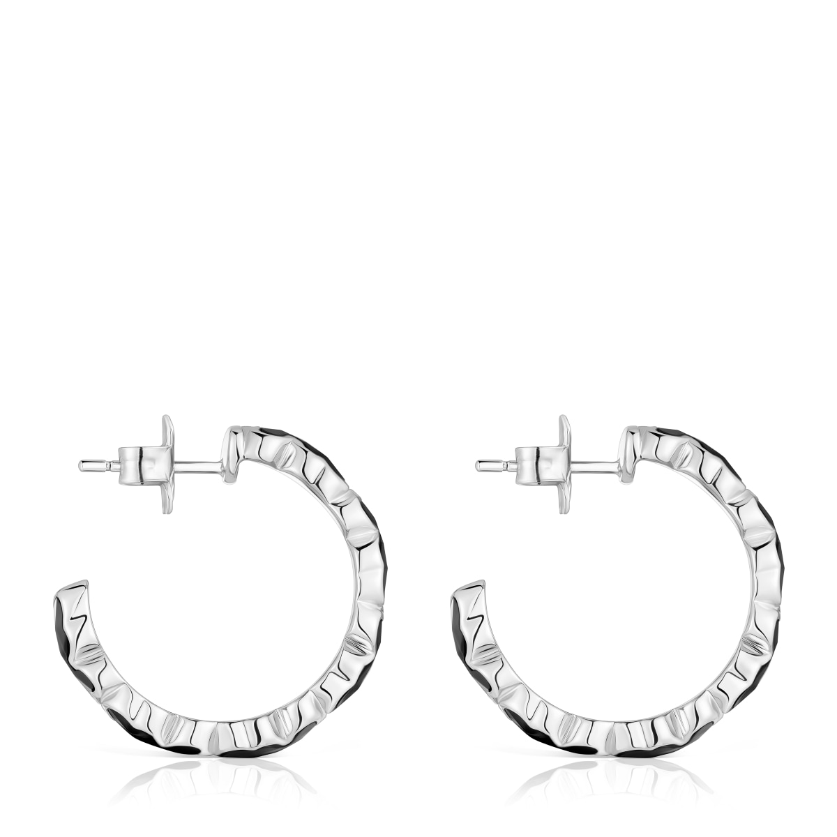 Silver Hoop earrings with onyx bears TOUS Icon Color