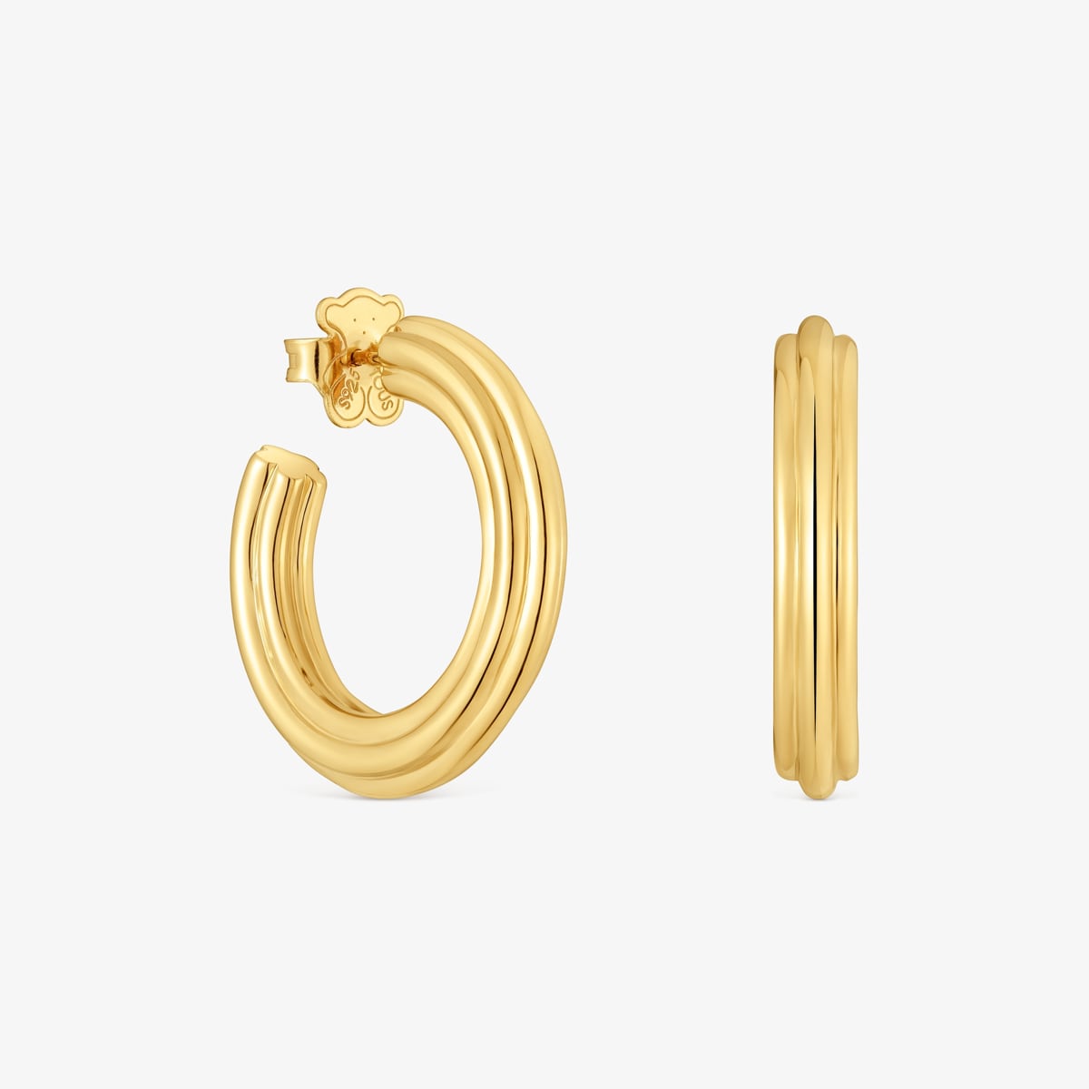 Tous - Pendientes De Aro Largos Con Baño De Oro 18 Kt Sobre Plata Y Motivo Flor Tous 1950 - Dorado