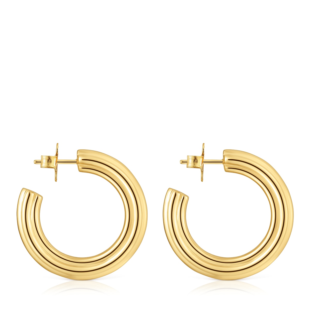 18kt gold plating over silver long Hoop earrings with flower motif TOUS 1950