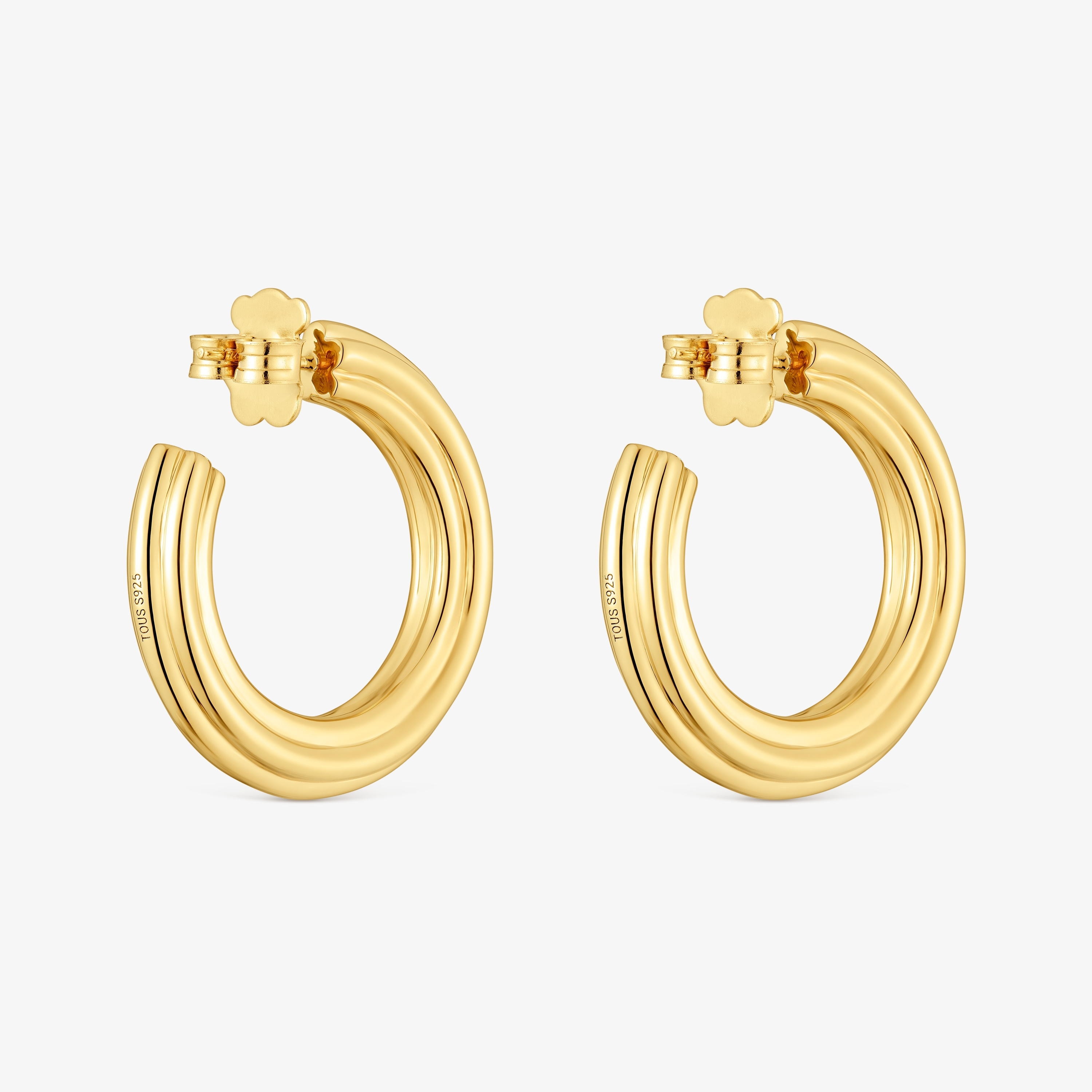 18K gold vermeil long Hoop earrings with flower motif TOUS 1950