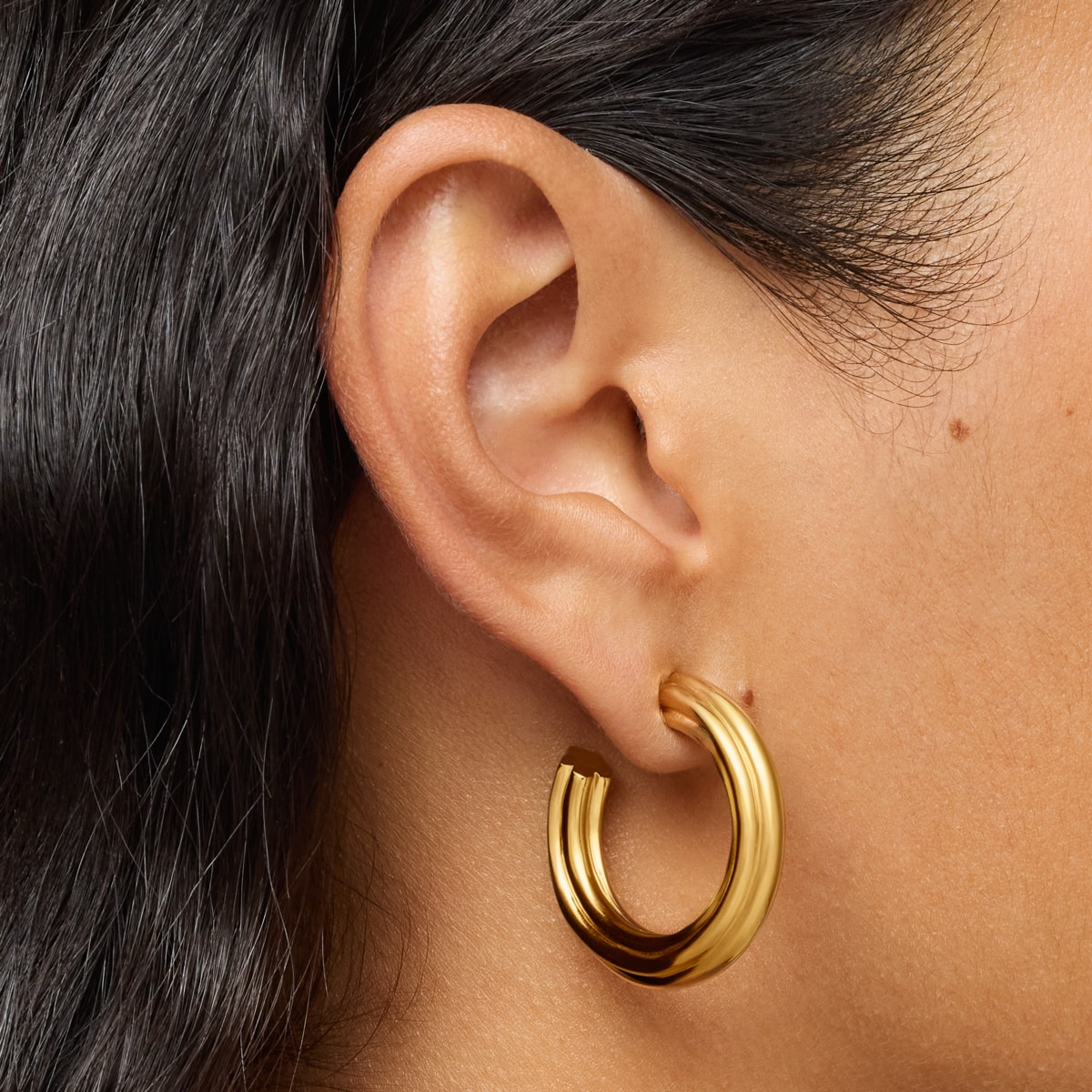 18kt gold plating over silver long Hoop earrings with flower motif TOUS 1950