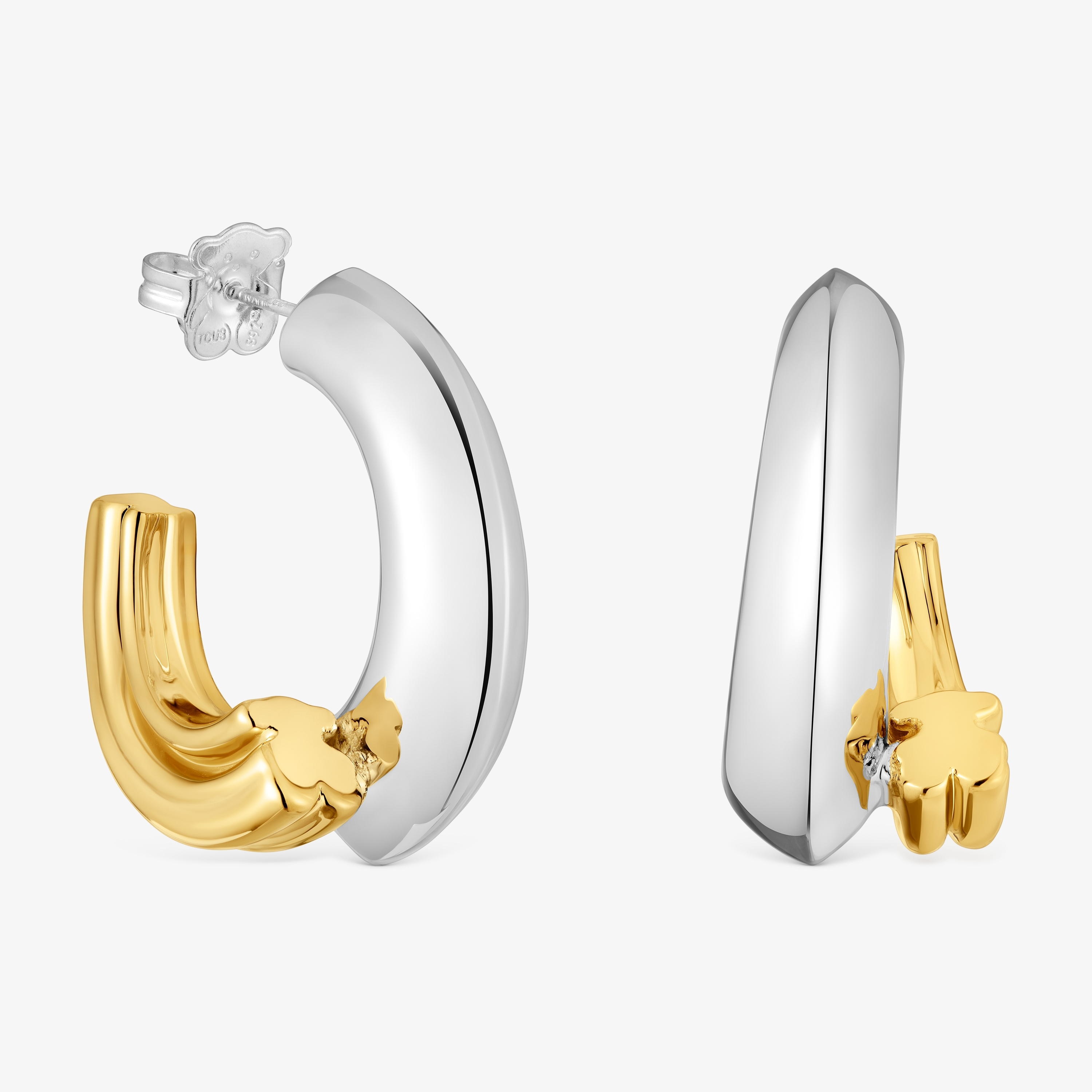 Two-tone long Hoop earrings with bear motif TOUS 1950