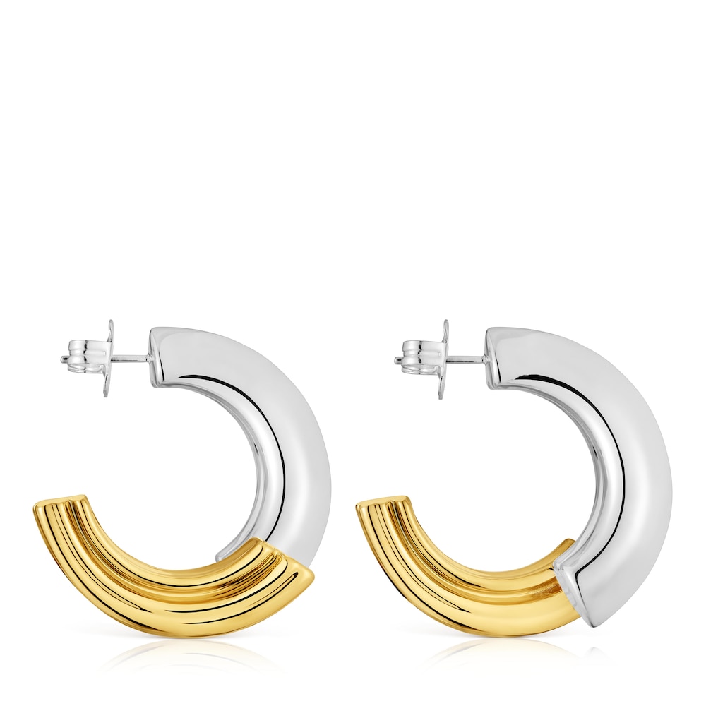 Two-tone long Hoop earrings with bear motif TOUS 1950 image number 1