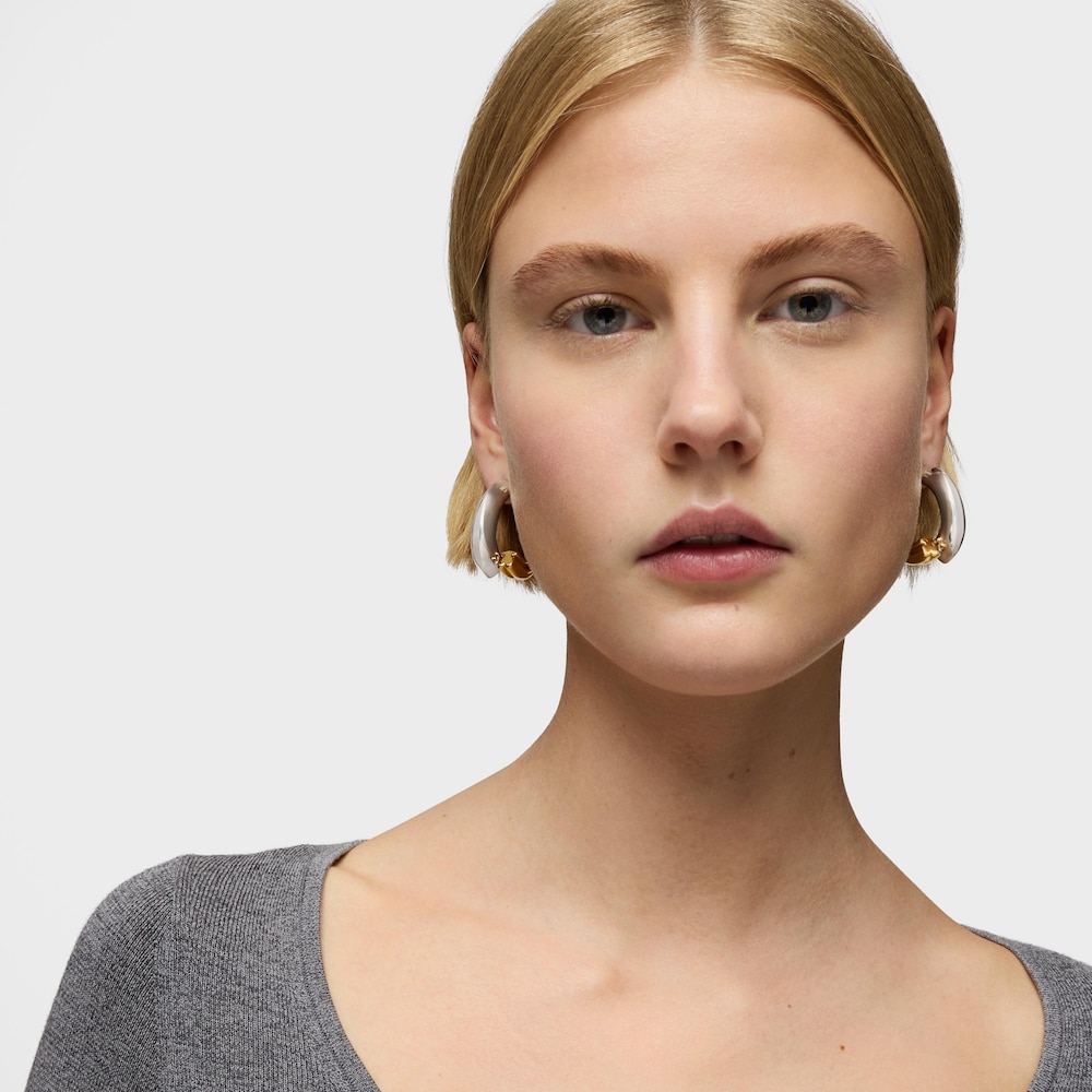 Two-tone long Hoop earrings with bear motif TOUS 1950 image number 3
